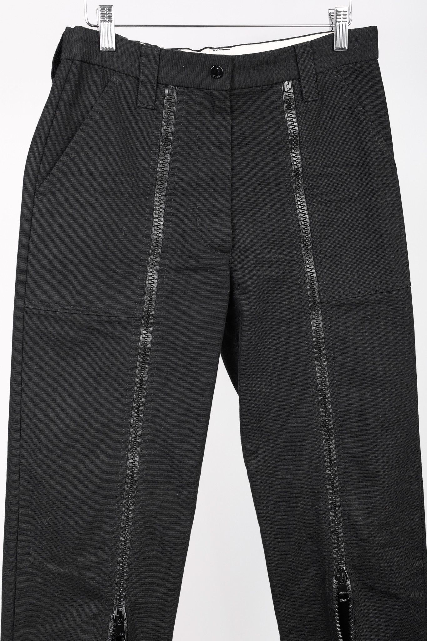 Gucci Gucci Black Cotton-Twill Zip-Detail Pants Size 27" / US 4 / IT 40 - 3 Thumbnail