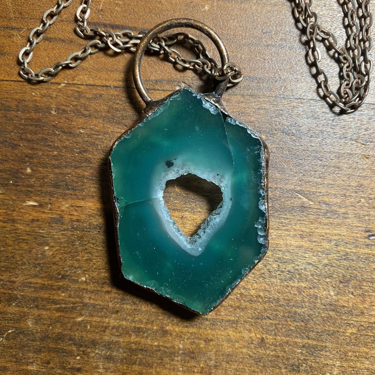 Other NWOT Copper Soldered Drusy Green Crystal Chain Necklace Size ONE SIZE - 4 Thumbnail