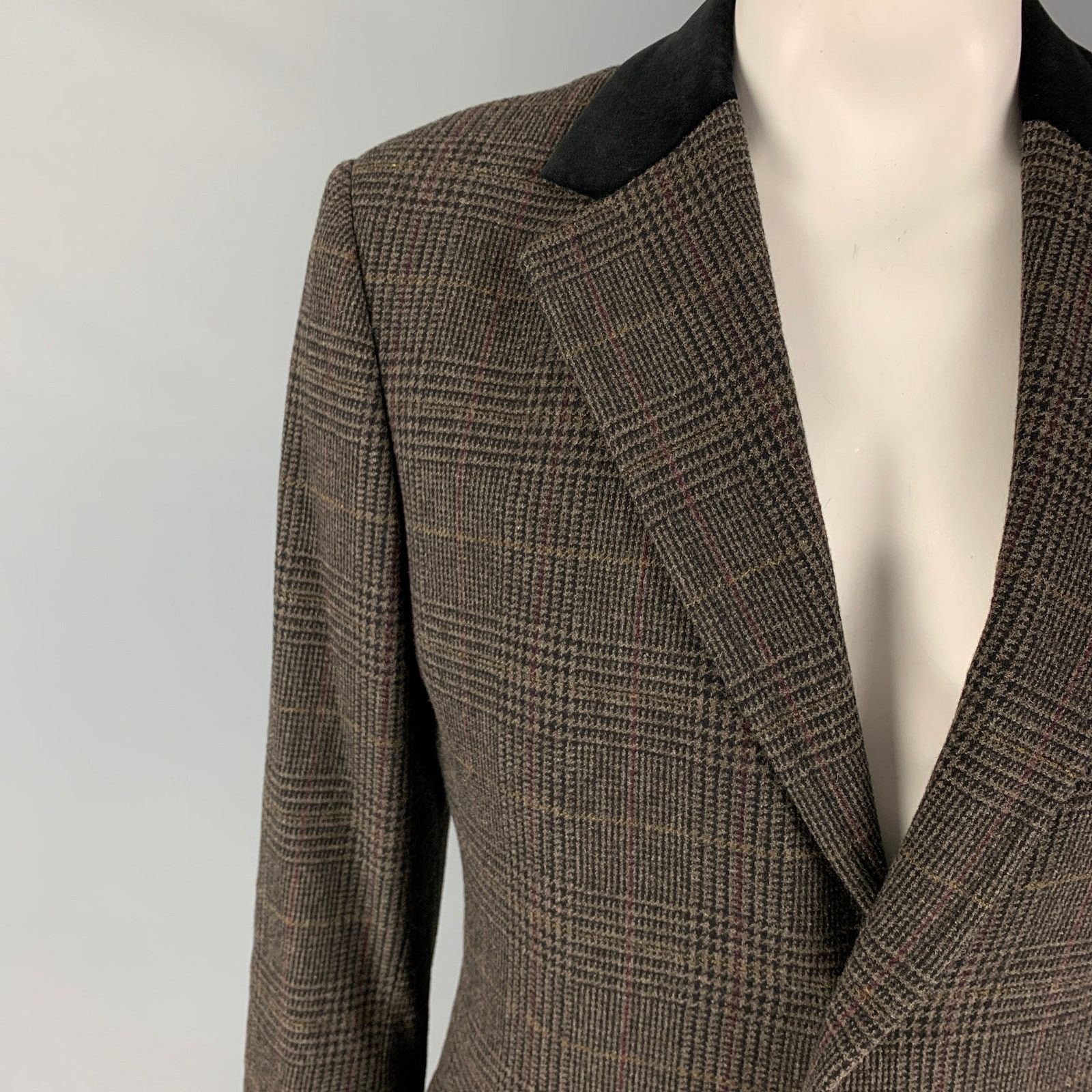 Paul Smith PS by PAUL SMITH Size 42 Olive Black Plaid Wool Nylon Coat Size US L / EU 52-54 / 3 - 2 Thumbnail