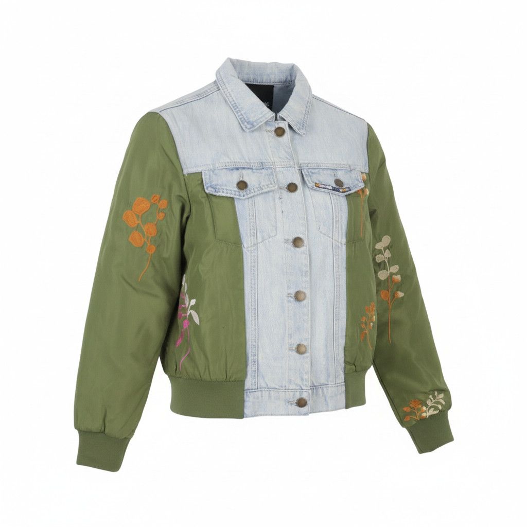 Desigual CHAQ NEW PORT BEACH S Denim Embroidered Jacket 88713 Size S / US 4 / IT 40 - 1 Thumbnail