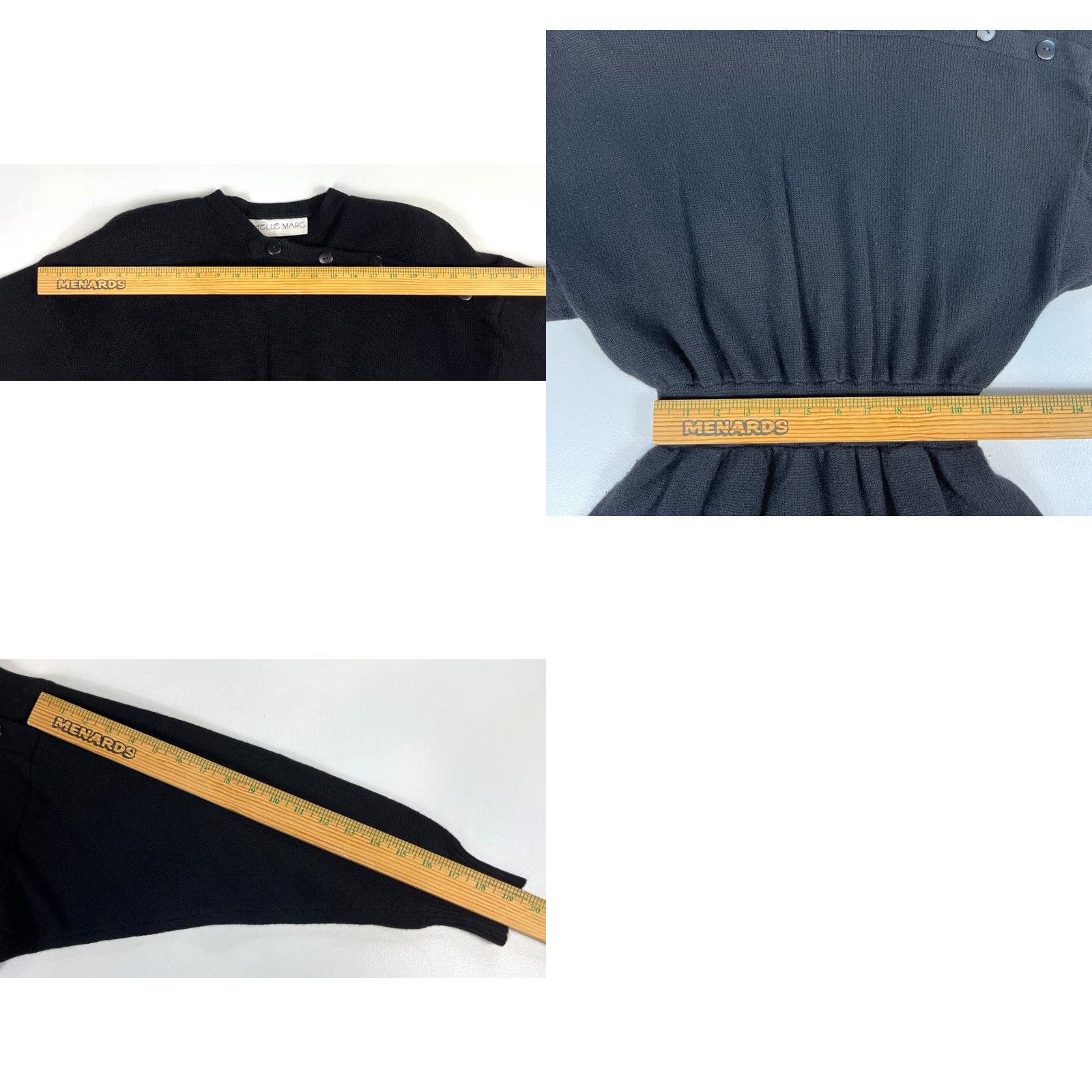 Vintage Michelle Marc Women 80s Tunic Sweater Dress Knit Black XS/S Made in USA Vintage Women's Size S / US 4 / IT 40 - 9 Thumbnail
