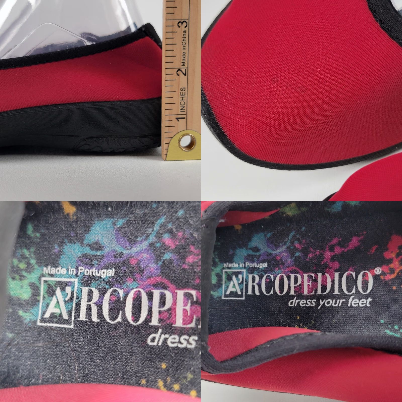 Vintage Arcopedico Easy Walk Experience Slip-On Loafers Womens US 8 EUR 38 Red Solid Stretch Adjustable Travel Casual ManMade Upper Portugal Size US 8 / IT 38 - 8 Thumbnail