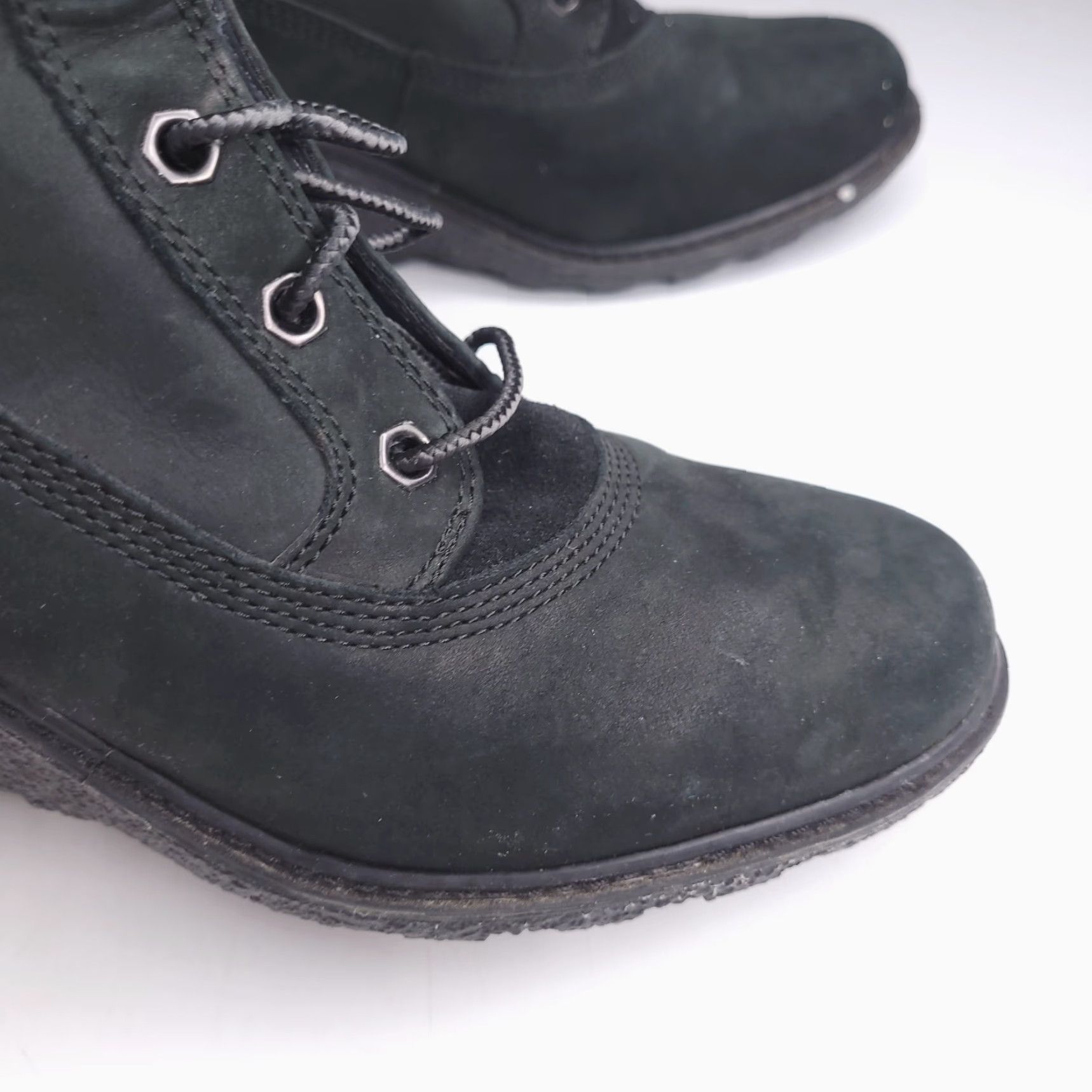 Timberland Timberland Boots Women 8.5 Winter Leather High Heel Bootie Black Sherpa Warm Dark Olive Green Vintage No (adjusted?) Size US 9 / IT 39 - 4 Thumbnail
