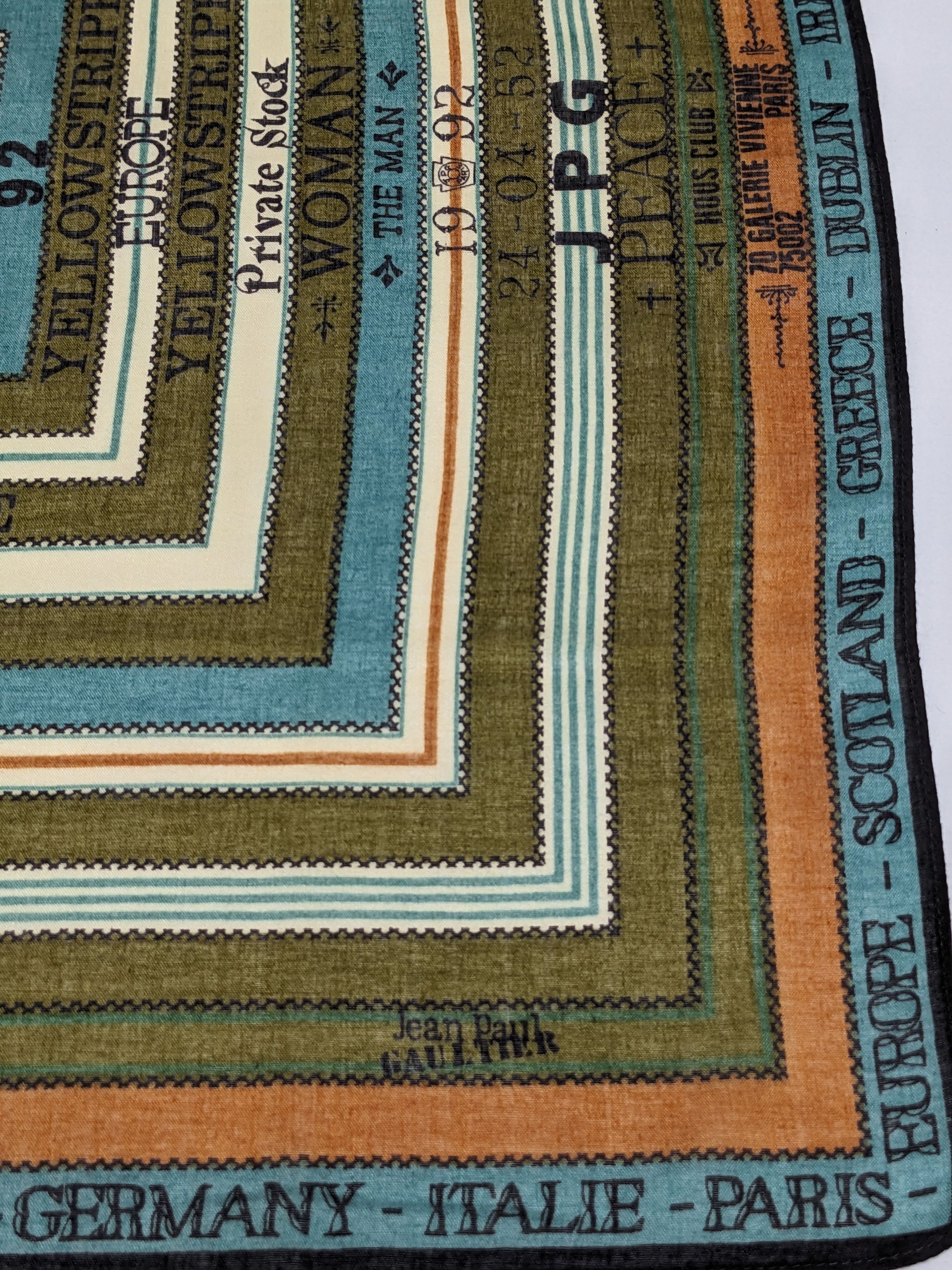 Jean Paul Gaultier Vintage Jean Paul Gaultier JPG 1992 Stamp Print Handkerchief Size ONE SIZE - 2 Thumbnail