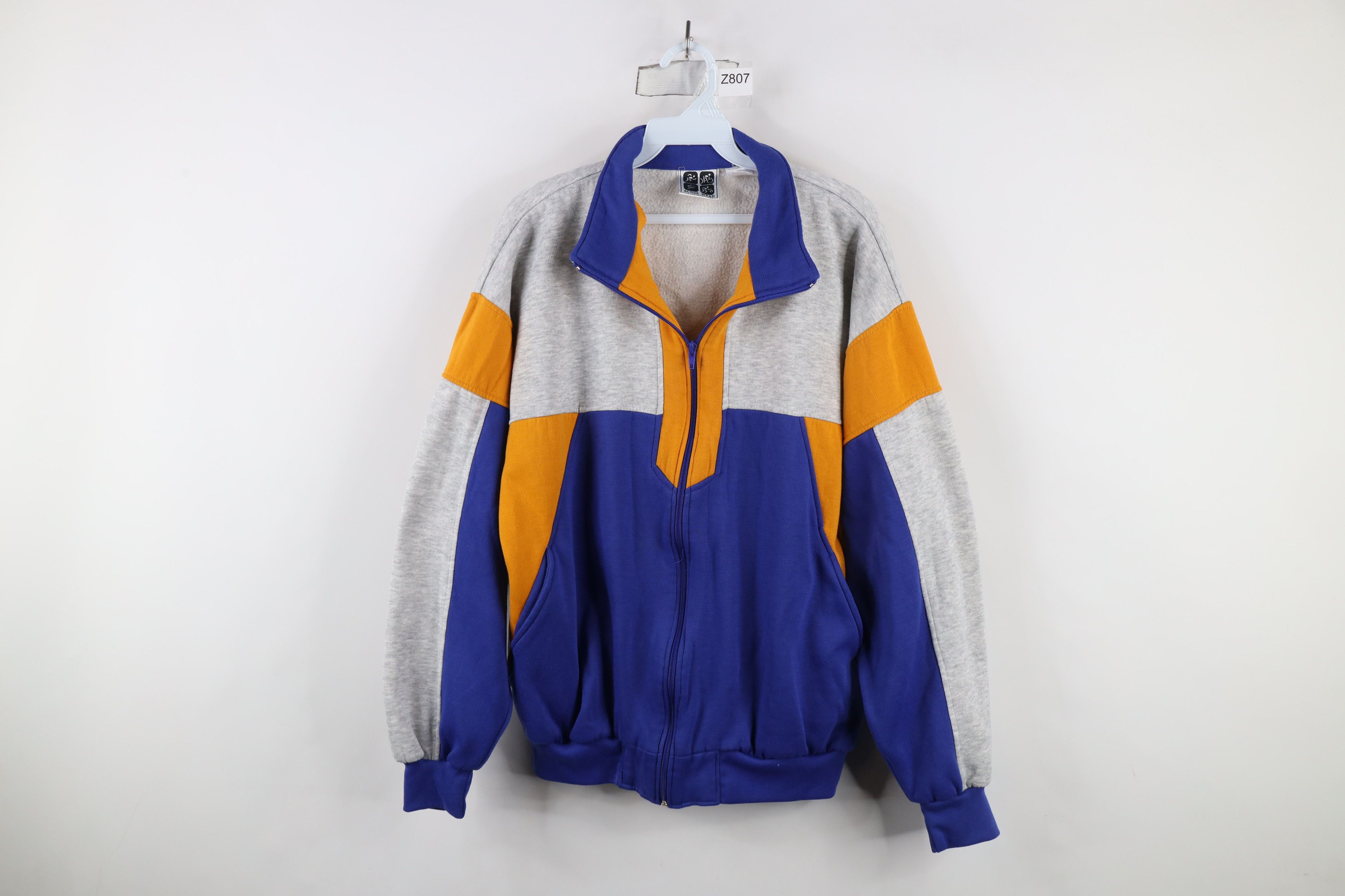 Vintage Vintage 90s Streetwear Faded Block Warm Up Track Jacket Size US L / EU 52-54 / 3 - 1 Thumbnail