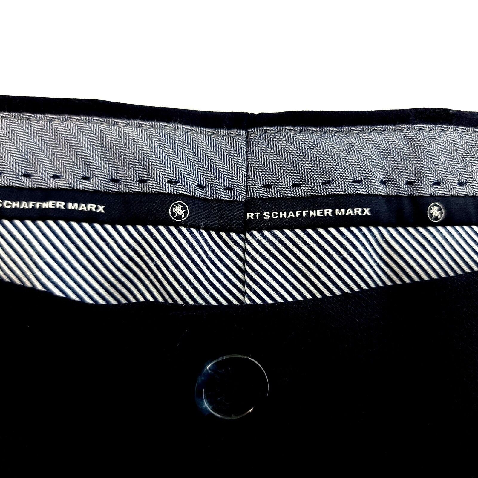 Hart Schaffner Marx DAMAGED Hart Schaffner Marx Wool Blue Mid Rise Flat Front Dr Size 38R - 4 Thumbnail