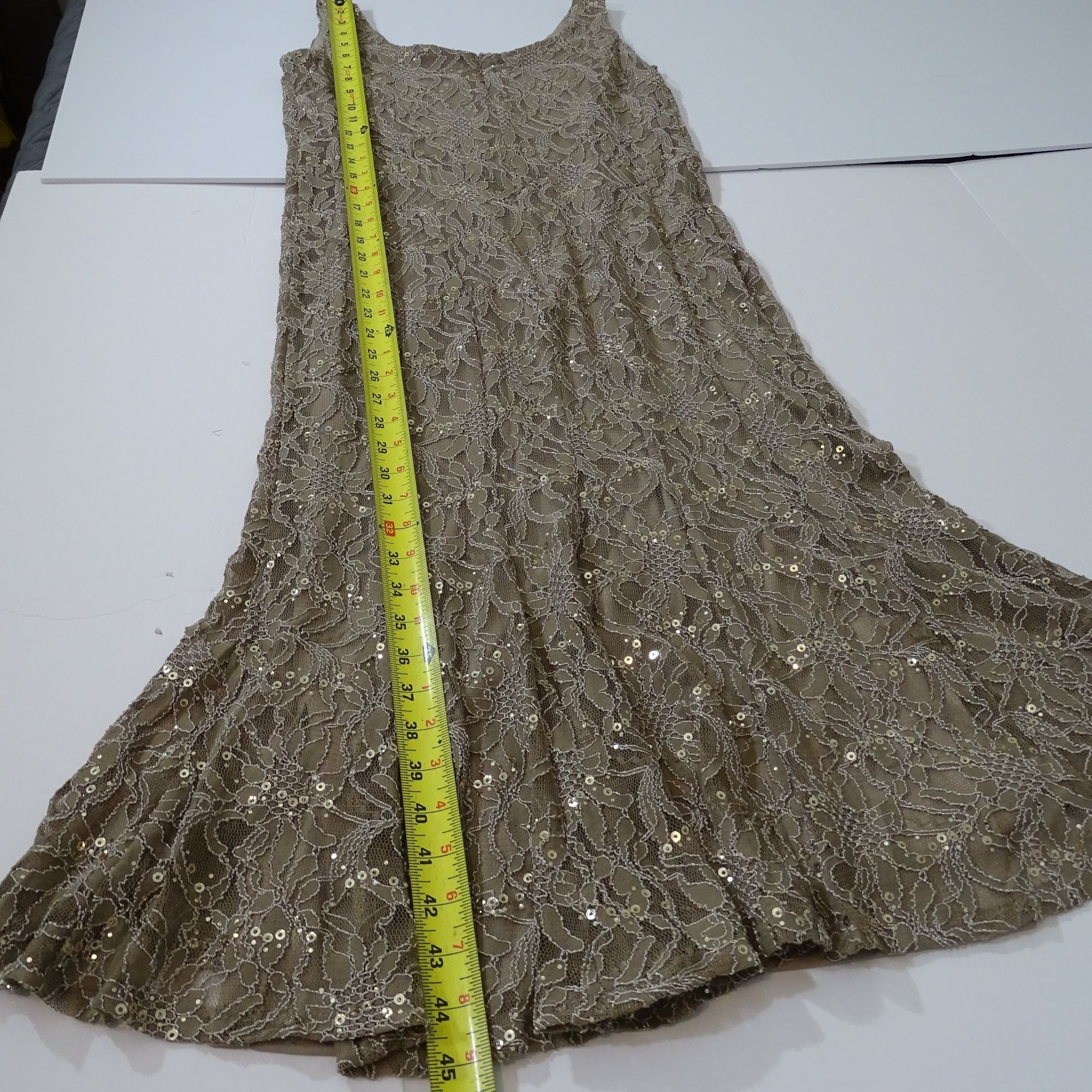 Vintage Vintage Ursula Of Switzerland Tan Lace Sleeveless Formal 14 Size XL / US 12-14 / IT 48-50 - 15 Thumbnail