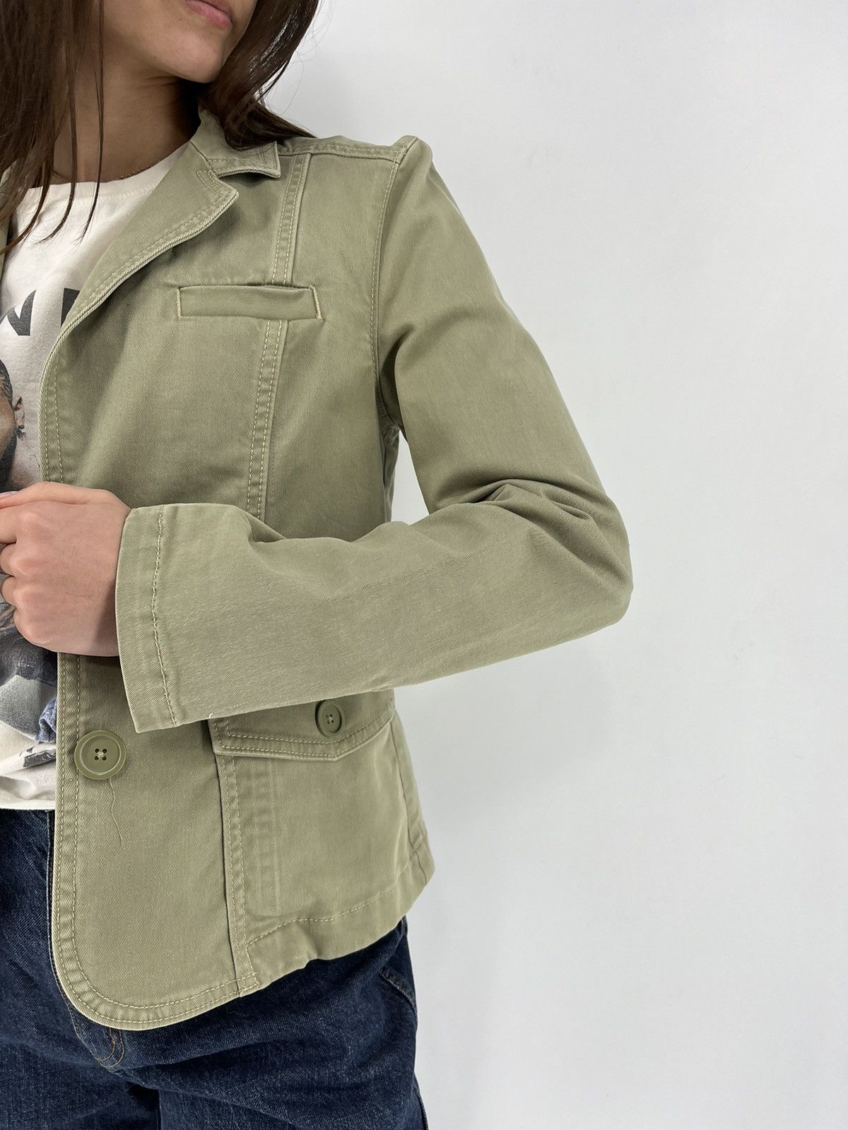 Gap × Vintage Gap Stretch Jean Jacket Womens Sz 2 Denim Gren Coat Button Size M / US 6-8 / IT 42-44 - 5 Thumbnail