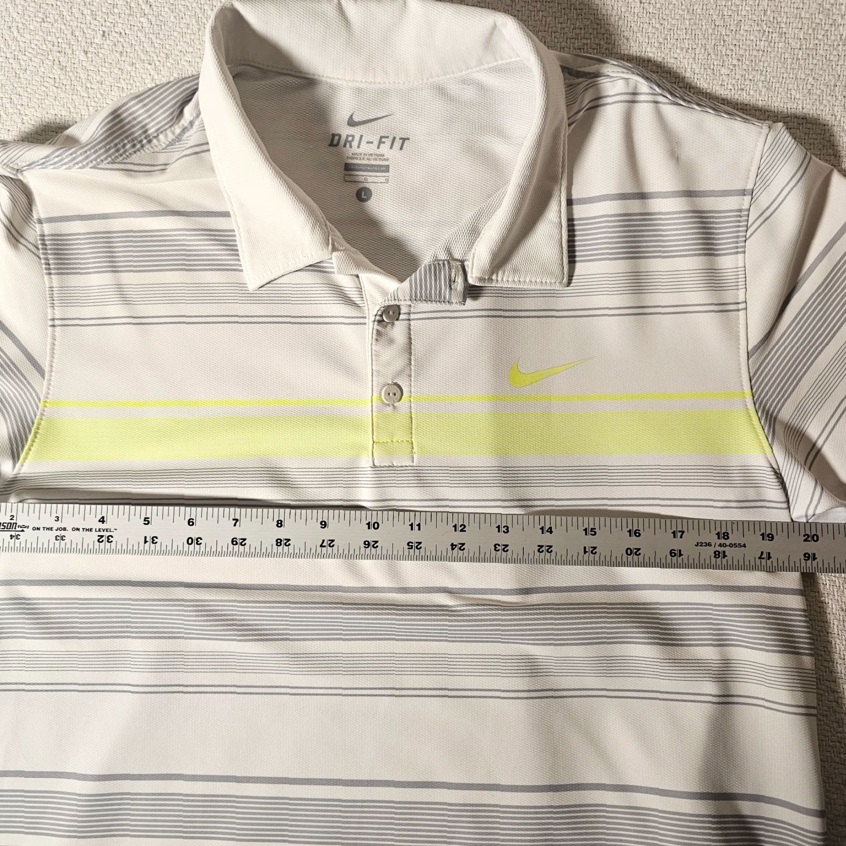 Nike Nike Golf Polo Dri-Fit Short Sleeve 2 Tone Stripe White L Mens Shirt Size US L / EU 52-54 / 3 - 4 Thumbnail