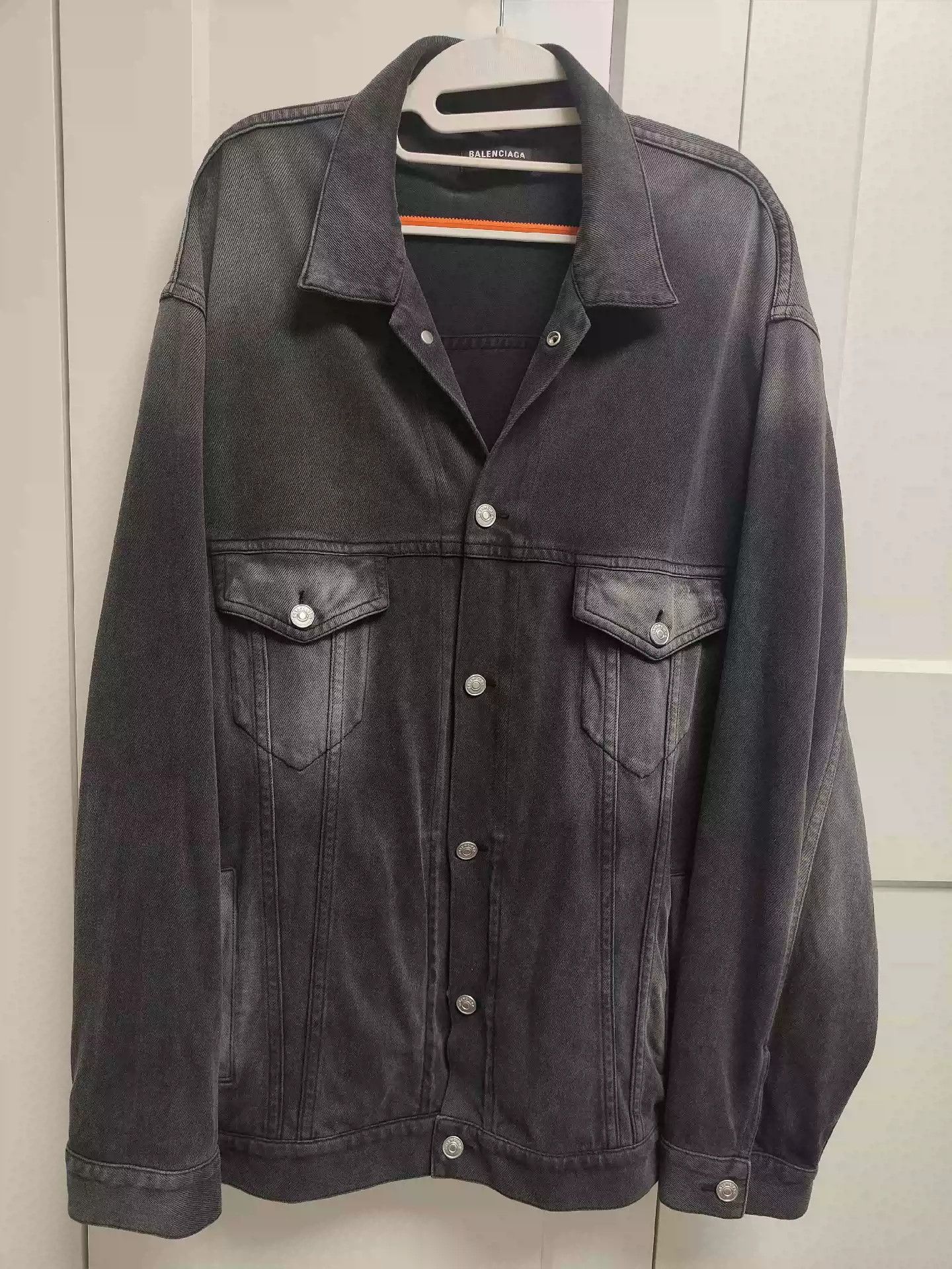 Balenciaga Unisex Black Washed Gradient Denim Long Sleeved Jacket