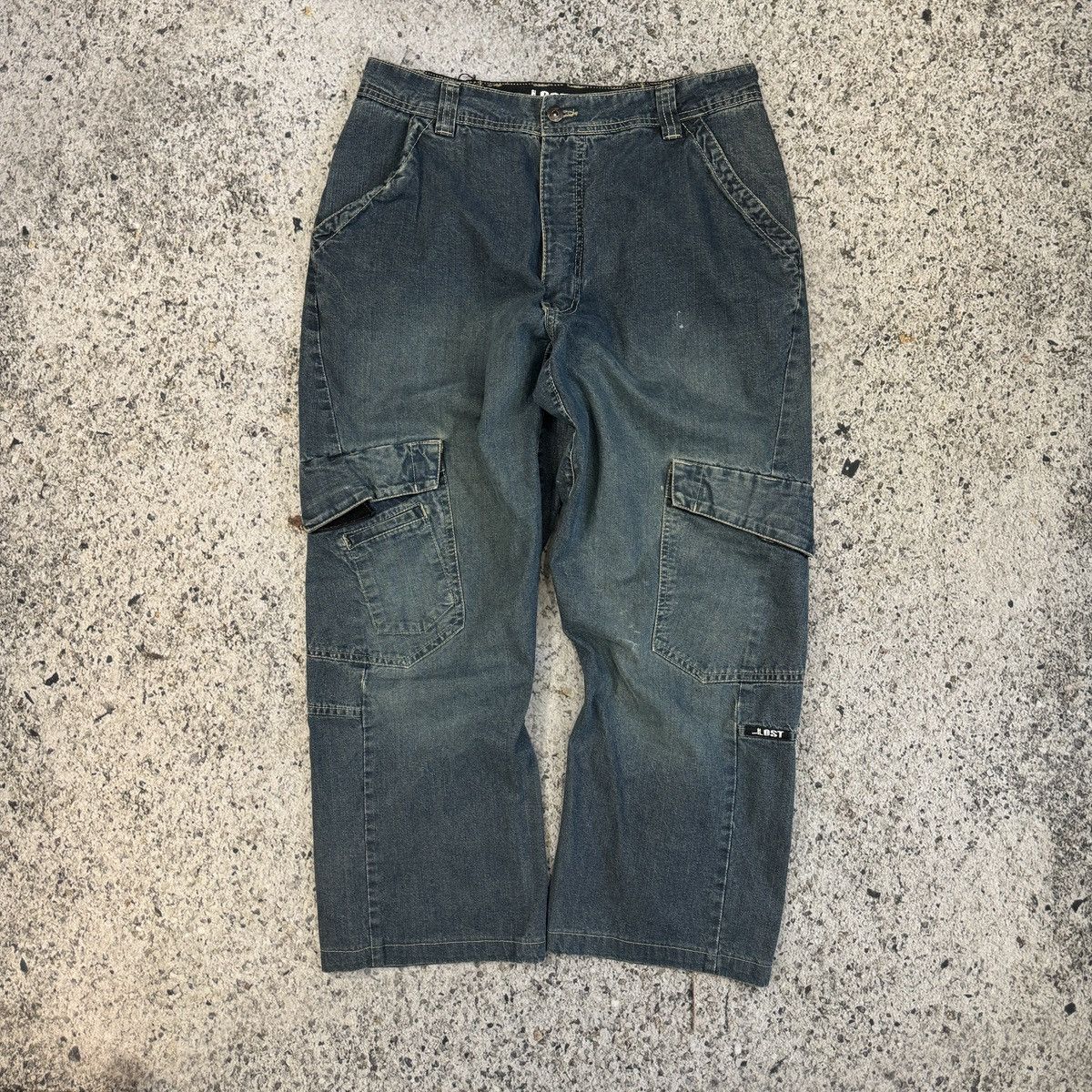 Vintage Lost Enterprises Denim Cargo Skater Pants ERD Grunge Faded Size US 32 / EU 48 - 1 Thumbnail