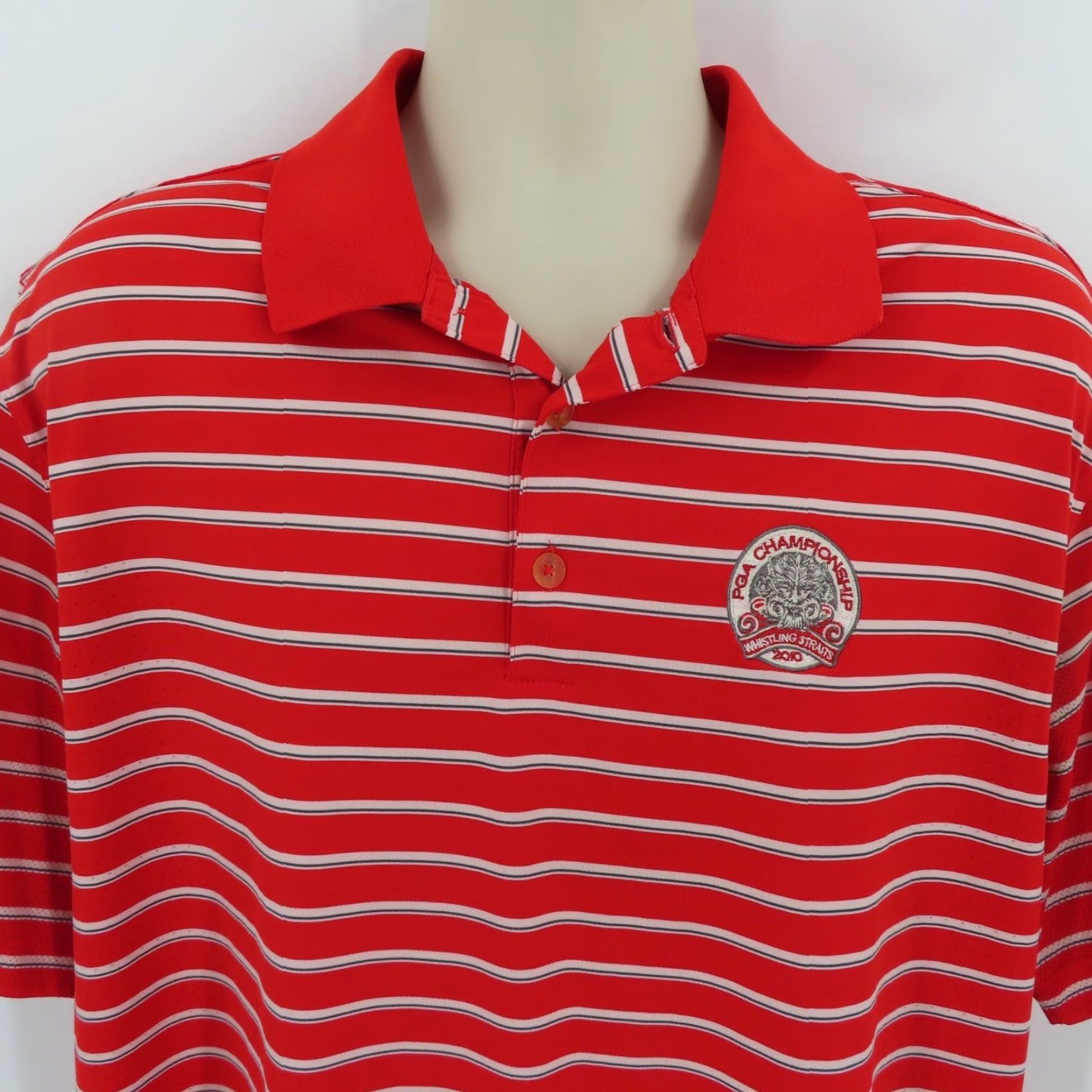 Nike Nike Golf Polo Shirt Men XL 2010 Whistling Straights PGA Championship Red Stripe Polo Shirt Size US XL / EU 56 / 4 - 2 Thumbnail
