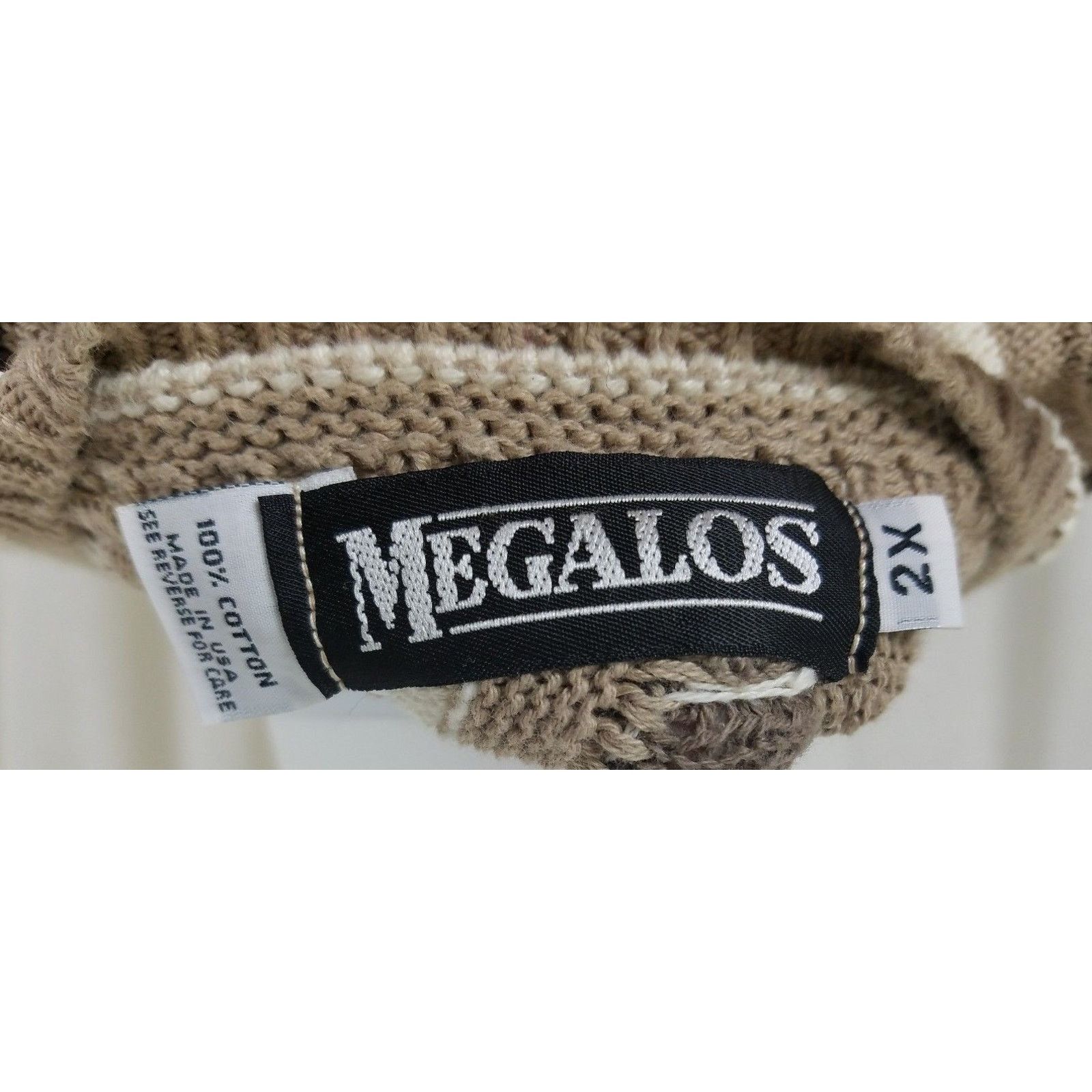 Vintage Vtg 90s Megalos 2X Knit Sweater Crazy Pattern Hip Hop Biggie Size US XXL / EU 58 / 5 - 8 Thumbnail