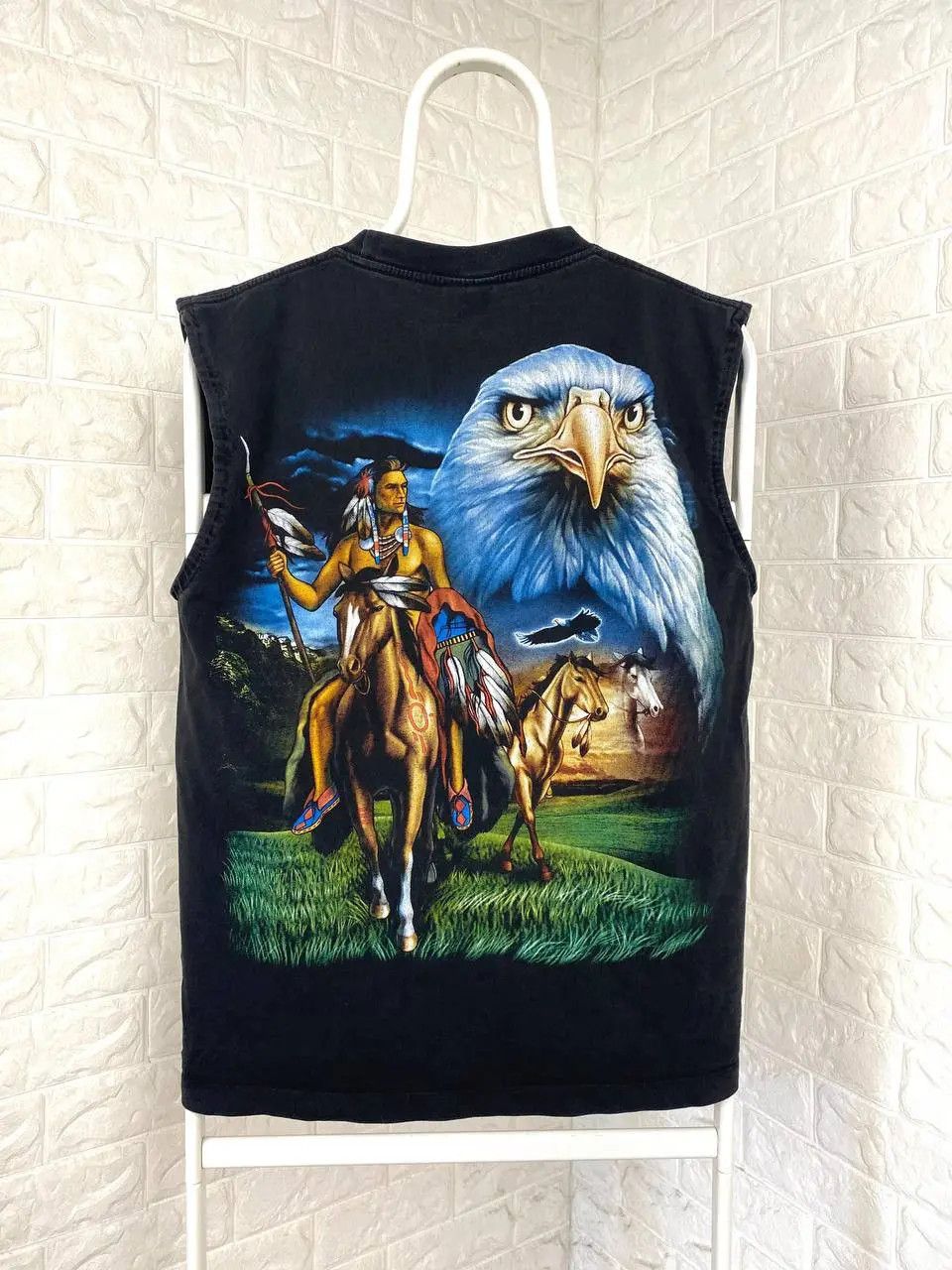 Vintage Vintage Sleeveless Indian Eagle USA T Shirt Size US M / EU 48-50 / 2 - 2 Thumbnail