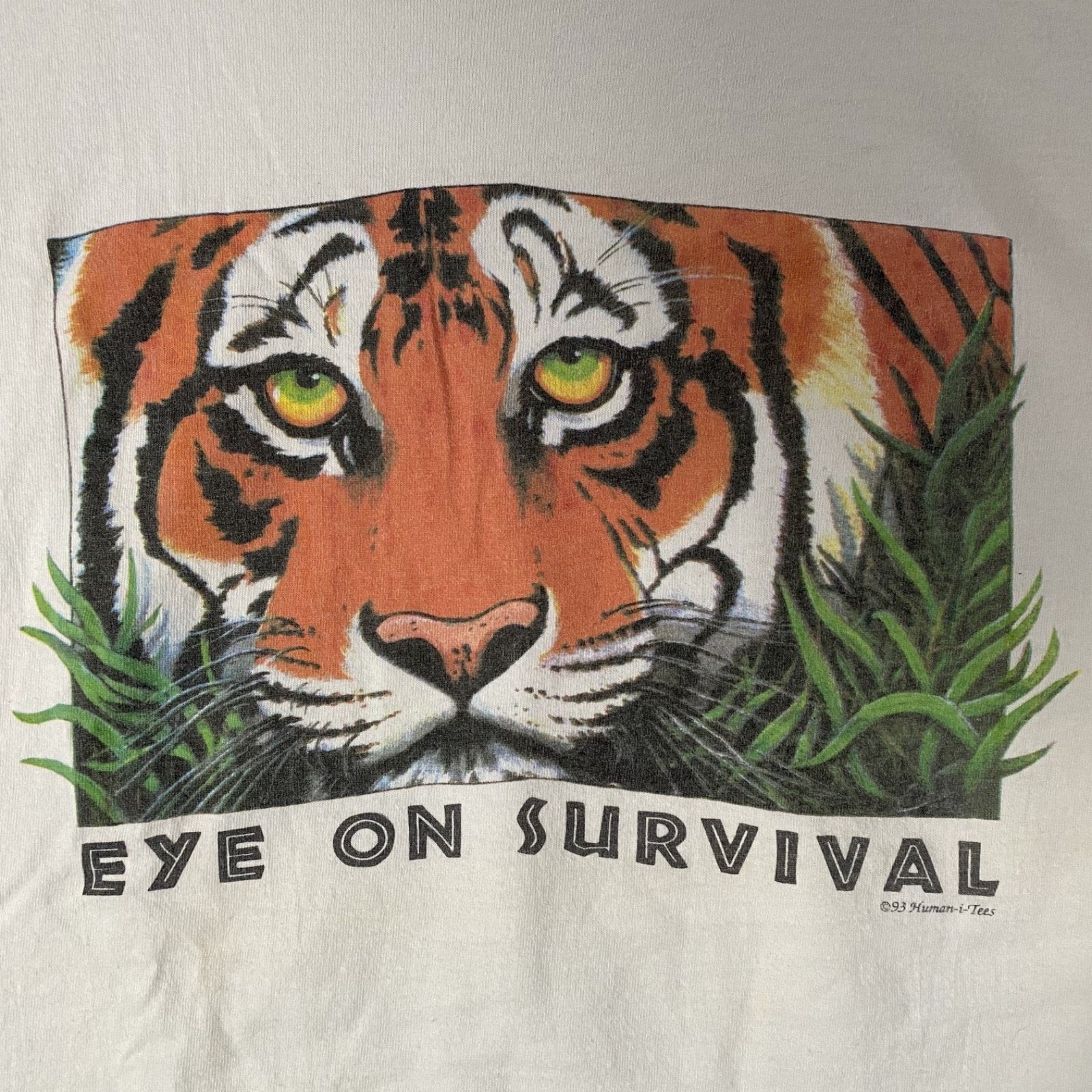 Anvil Vtg '93 Eye on Survival Tiger T Shirt White USA Made Size XL Size US XL / EU 56 / 4 - 2 Thumbnail