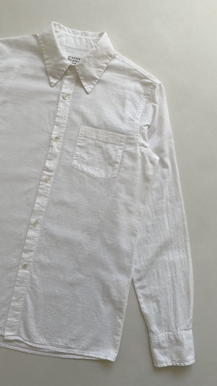 Maison Margiela S/S 03 White Grid Boucle Cotton Shirt Size US M / EU 48-50 / 2 - 5 Thumbnail
