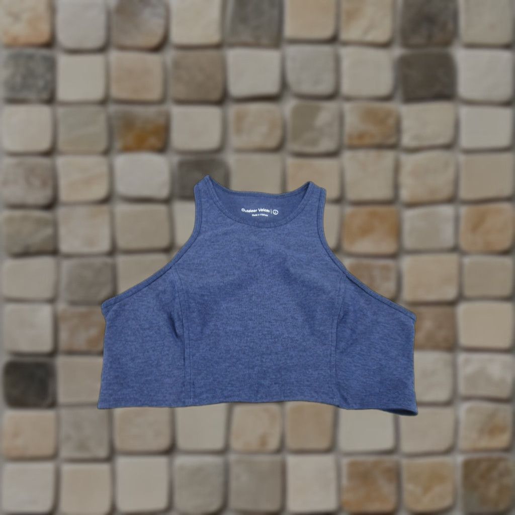 Outdoor Voices Outdoor Voices Tank Shirt Womens Large Blue Cropped Stretch Gym Training - 90s Not Applicable? (no decade) - Womens Size L / US 10 / IT 46 - 1 Thumbnail