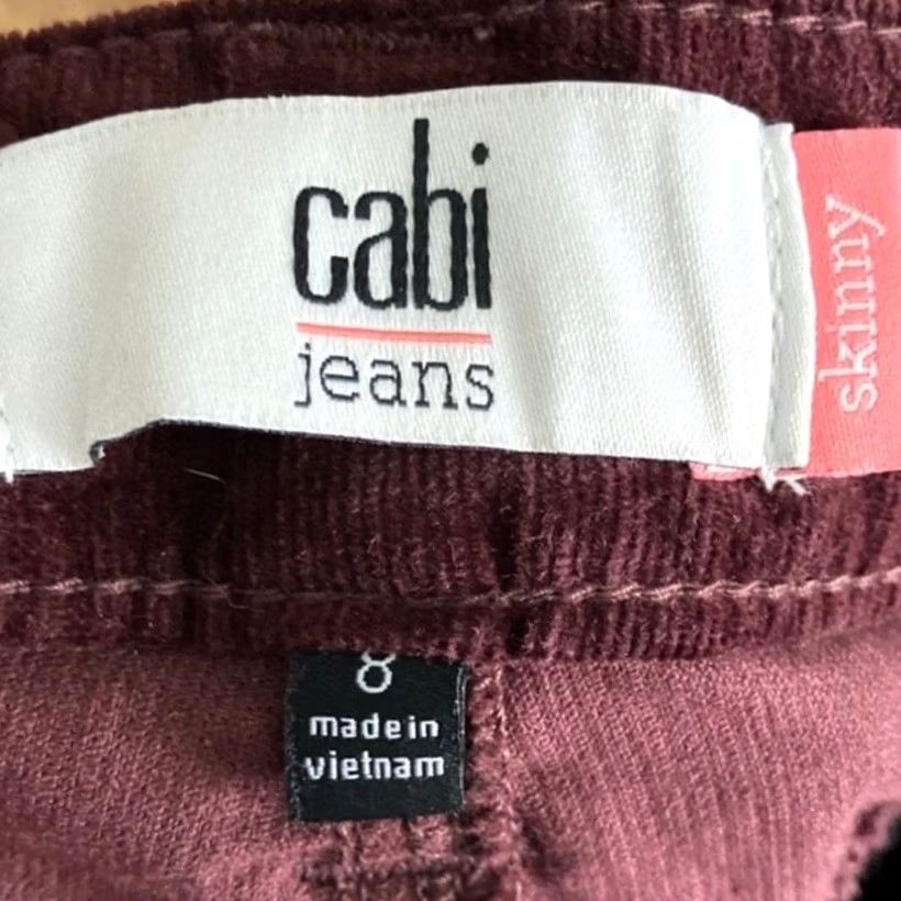 Vintage CAbi Womens Jeans Burgundy Corduroy Mid Rise Skinny Cotton Blend Stretch 8 Size 24" / US 00 / IT 34 - 4 Thumbnail