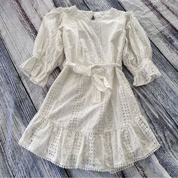 Other INDIKAH Sweet Sunshine Cut-Out Back Embroidery Dress White Size M / US 6-8 / IT 42-44 - 3 Thumbnail