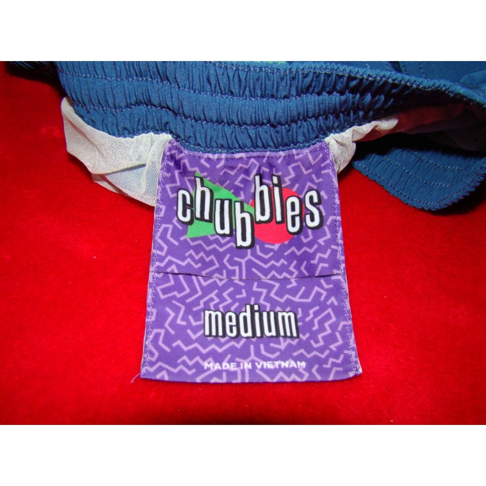 Chubbies Chubbies Men's Medium Striped Lined Swim Trunks Shorts Red White Blue Aqua Hawaiian Pockets Drawstring Size US 31 - 3 Thumbnail