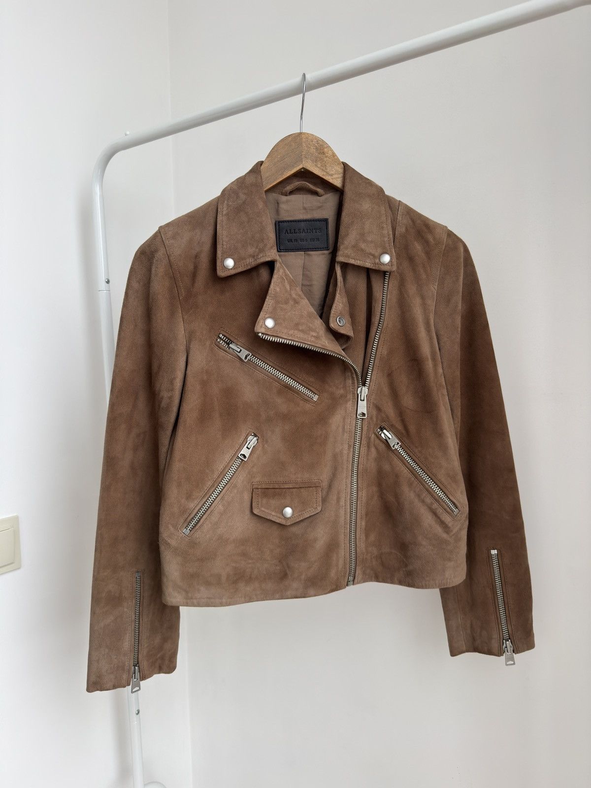 Allsaints ALL SAINTS Powder Brown Suede Balfern Biker Jacket Women’s Size US M / EU 48-50 / 2 - 13 Thumbnail
