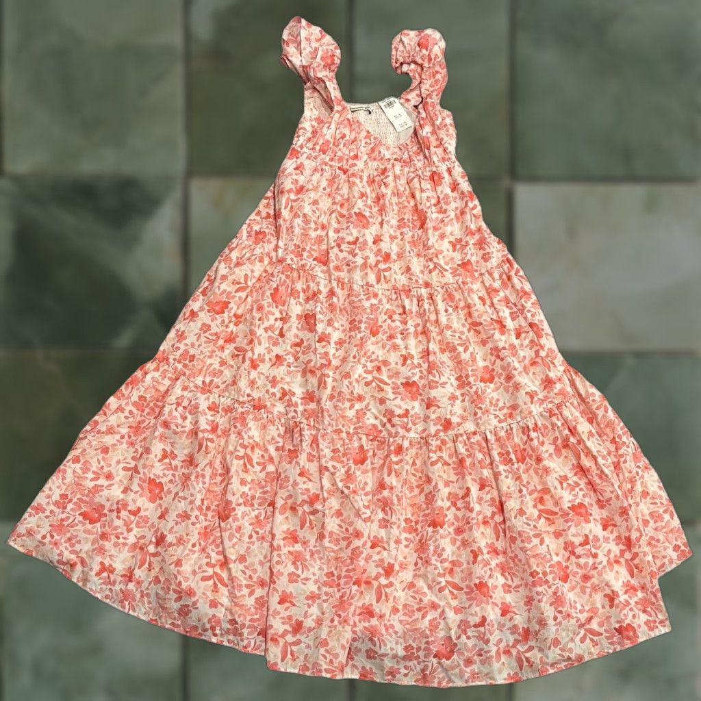 Abercrombie & Fitch NWT Abercrombie & Fitch Chase Ruffle Pink Floral Day Dress Sz Medium Women Midi Dress Size M / US 6-8 / IT 42-44 - 1 Thumbnail