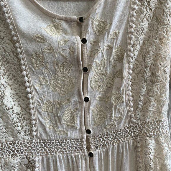 Other Coco + Jamieson Ivory Floral Embroidered Boho Duster Size XS / US 0-2 / IT 36-38 - 5 Thumbnail