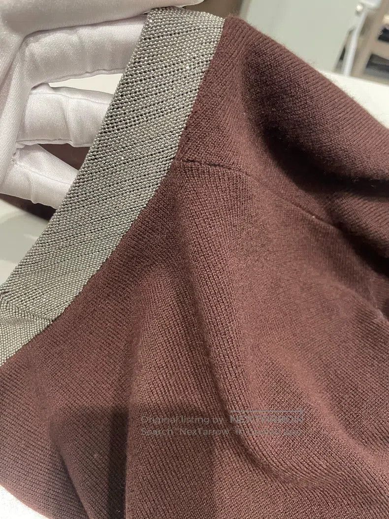 Brunello Cucinelli Brunello Cucinelli Burgundy Cashmere Beaded Sweater Size S / US 4 / IT 40 - 9 Thumbnail