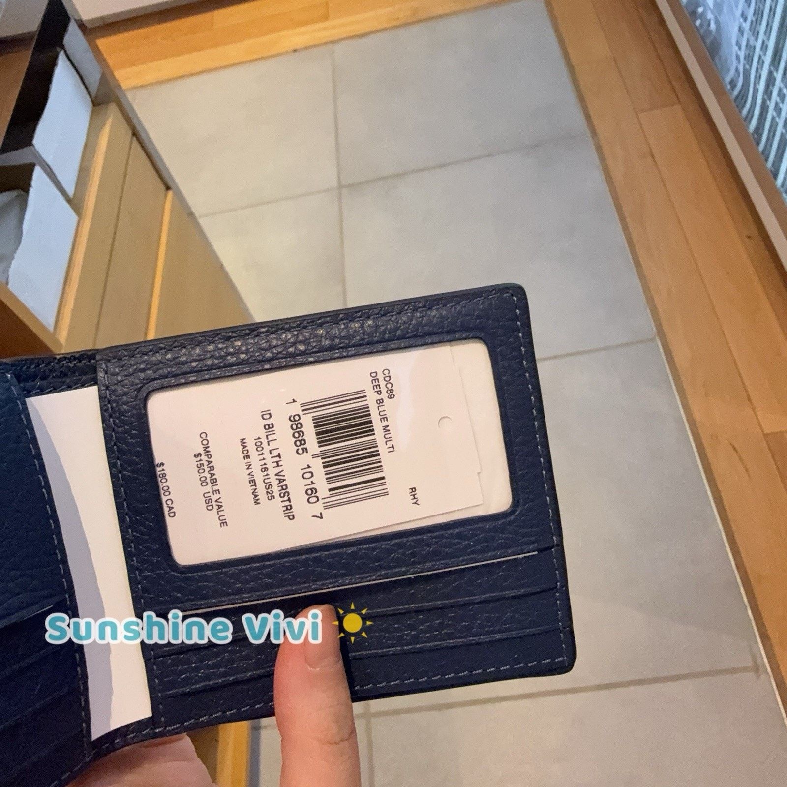 Coach NWT Coach Id Billfold Wallet Varsity Stripe Deep Blue CDC89 Size ONE SIZE - 2 Thumbnail