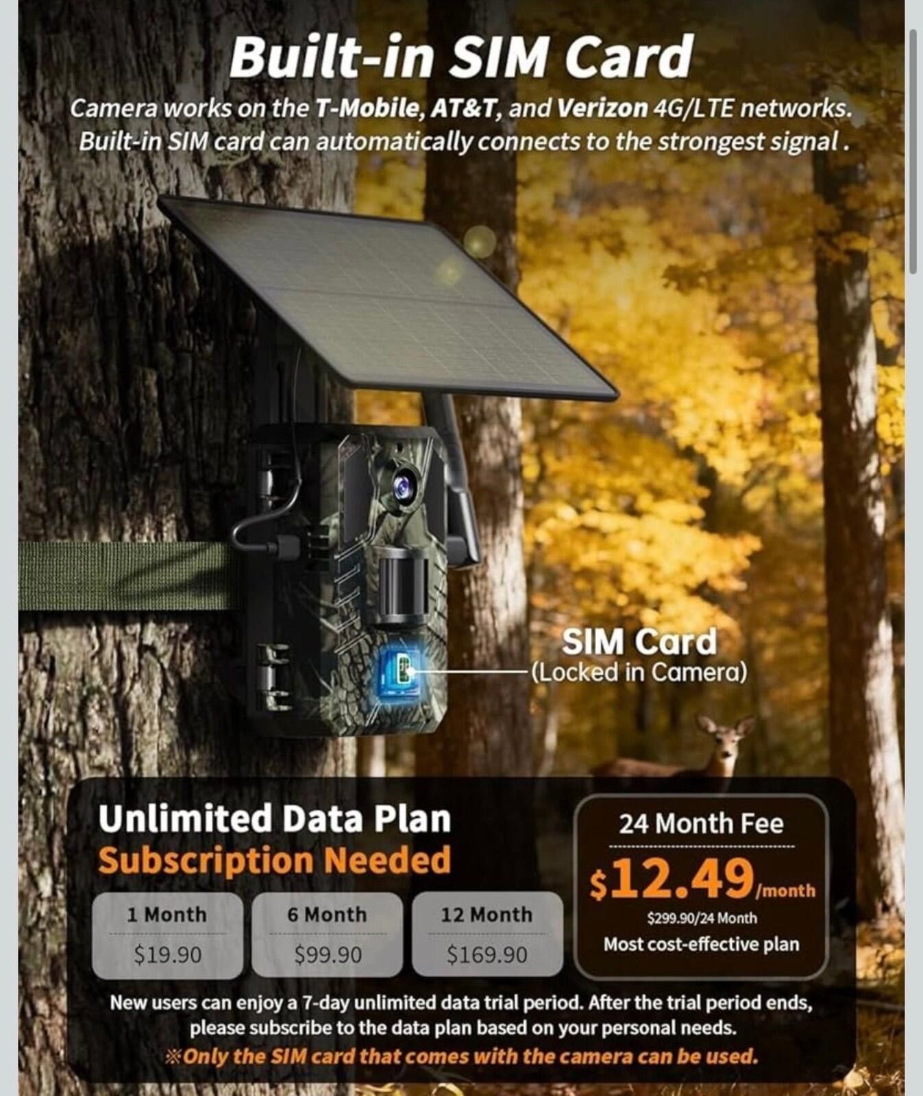 Other Trail Cam 2k HD Live View Cellular SIM 4G Game Camera Solar Size ONE SIZE - 8 Thumbnail