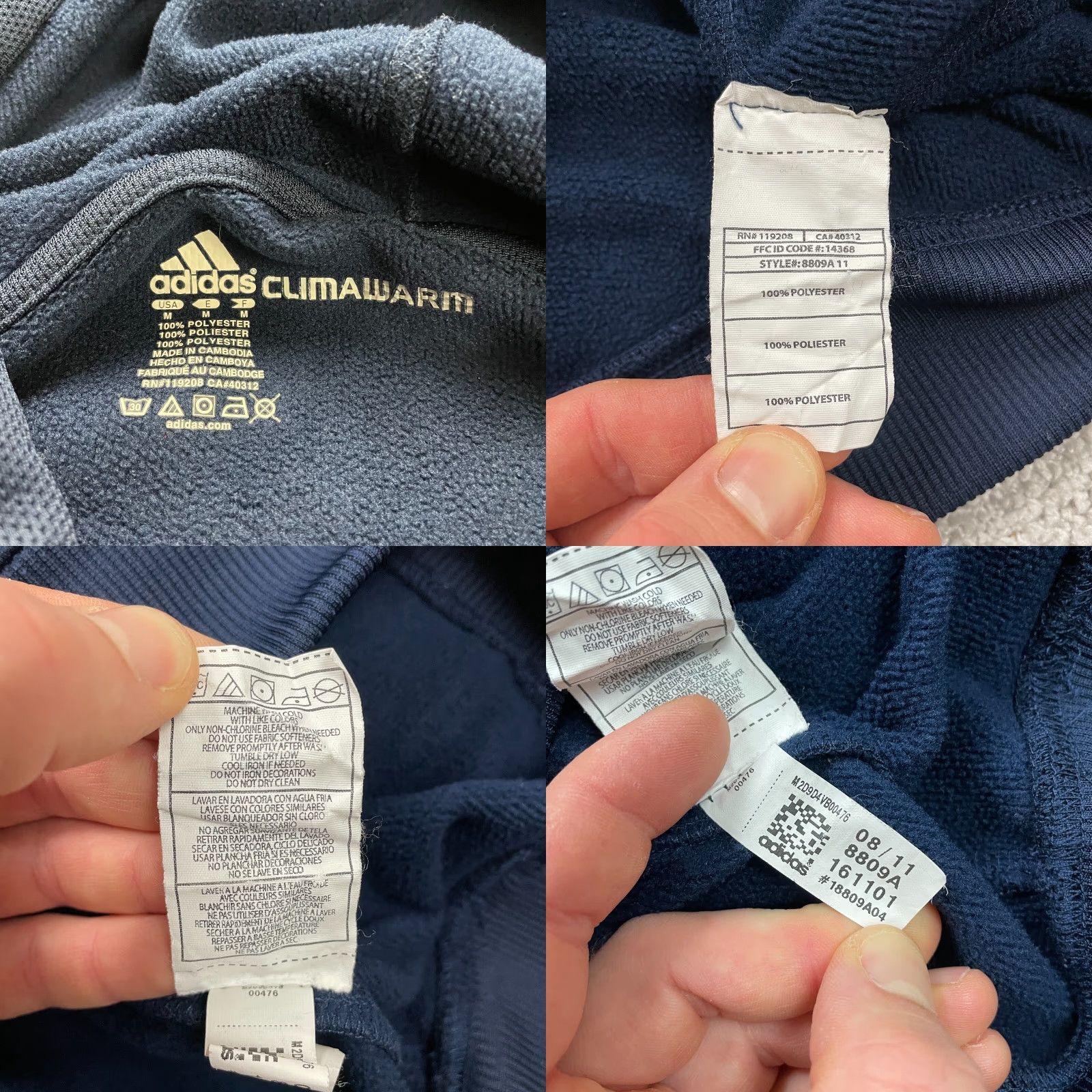 Adidas Adidas Clima Warm Hoodie Pullover Men M Navy Blue Sports Logo Pullover Hoodie Size US M / EU 48-50 / 2 - 8 Thumbnail
