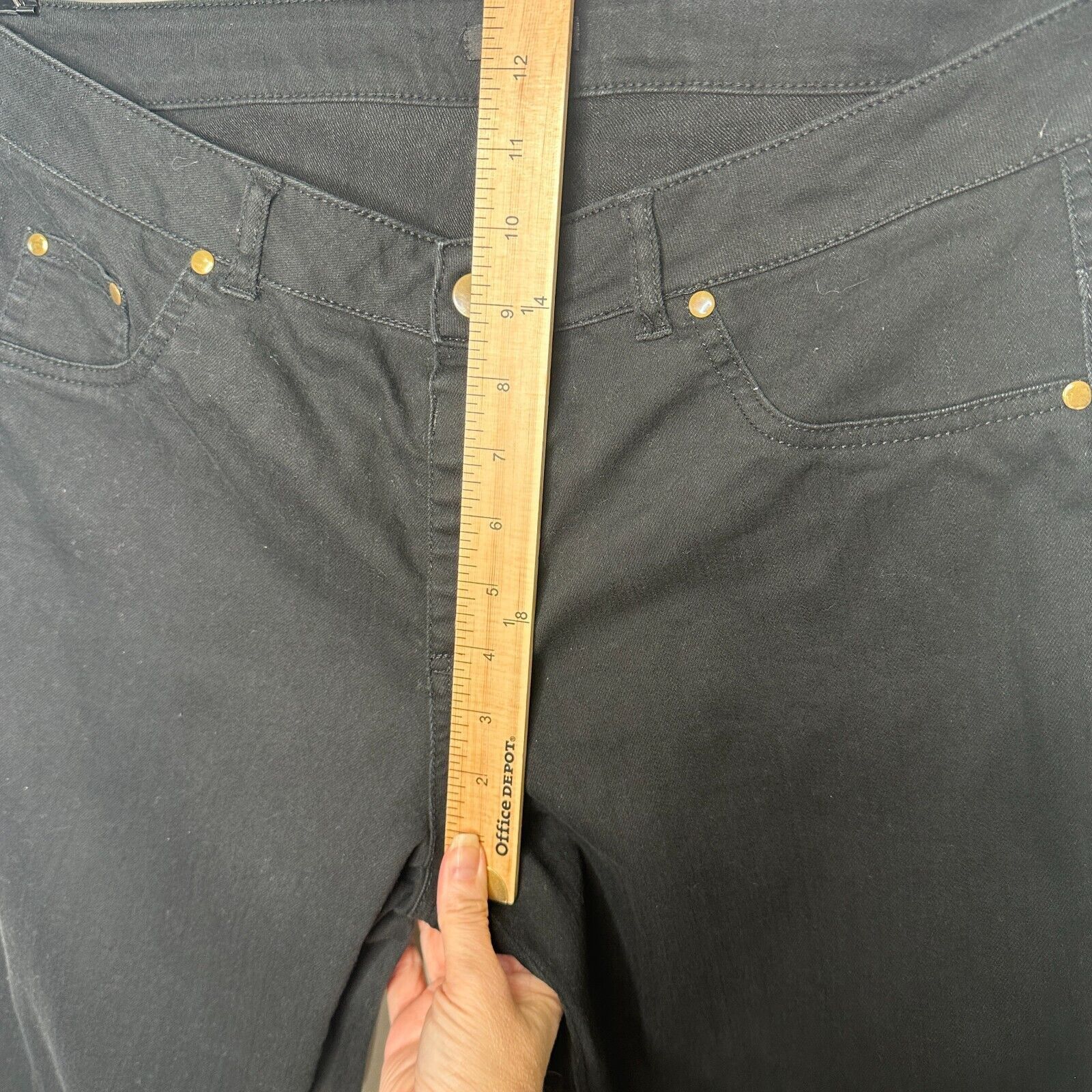 Other Iman Black Stretch Flat Straight Leg Jean L Short Size 34" / US 12 / IT 48 - 7 Thumbnail