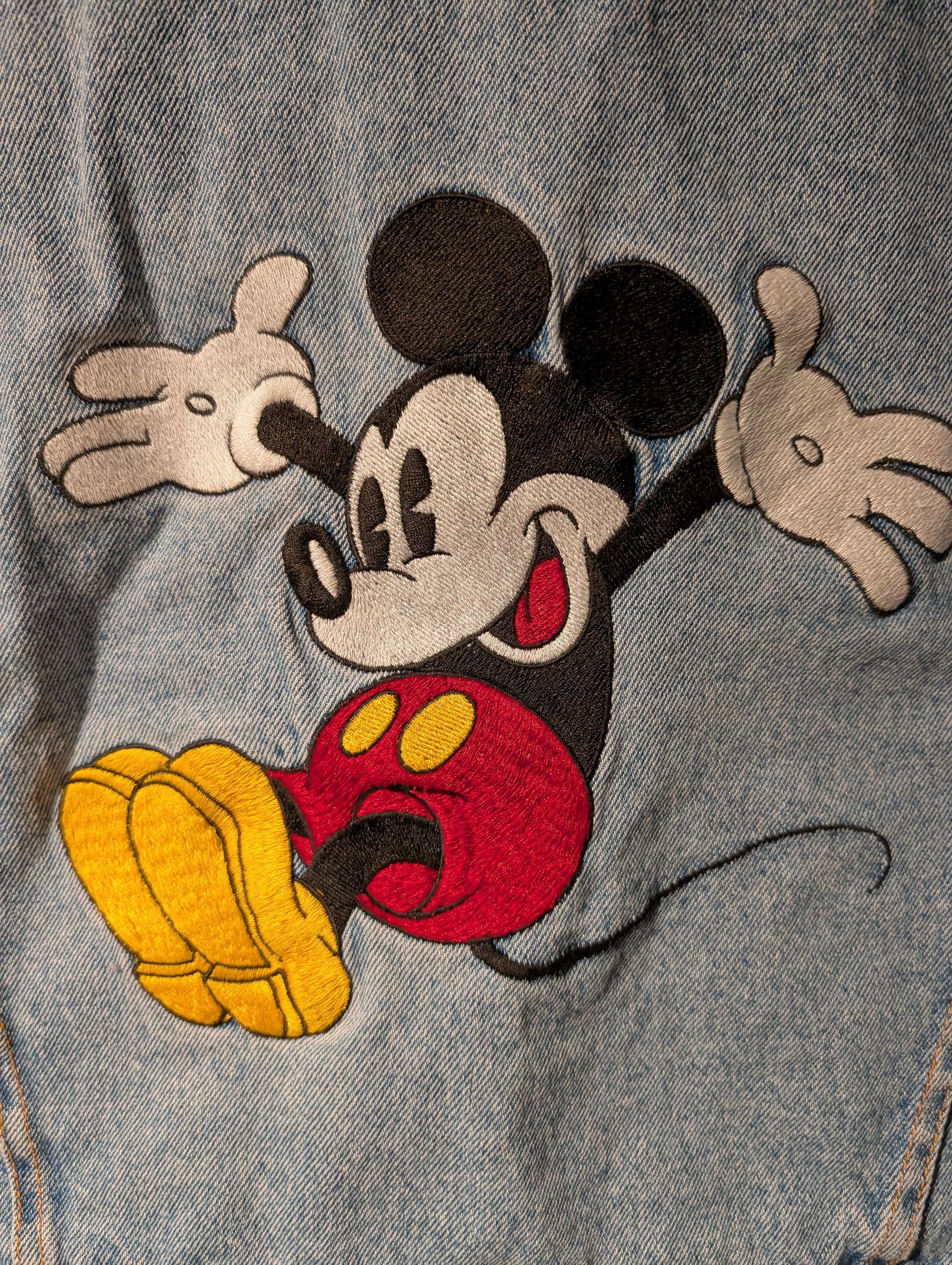 Disney Vtg Disney Mickey Mouse Peace Love Denim Jacket JUNIOR Size S / US 4 / IT 40 - 2 Thumbnail