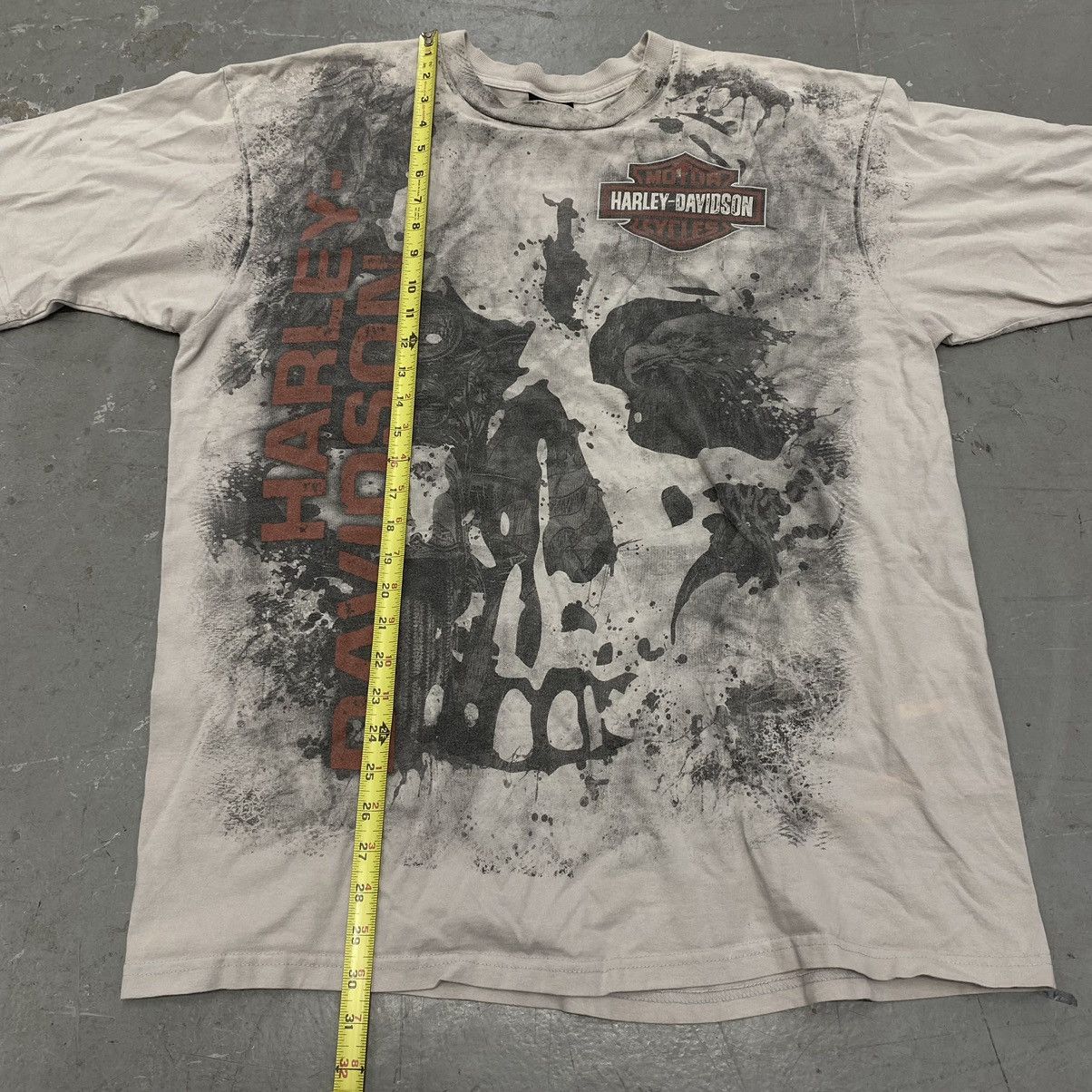 Harley Davidson × Japanese Brand × Vintage Vintage Y2K Harley Davidson Big Print Skull AOP Tee Grunge Size US XXL / EU 58 / 5 - 3 Thumbnail