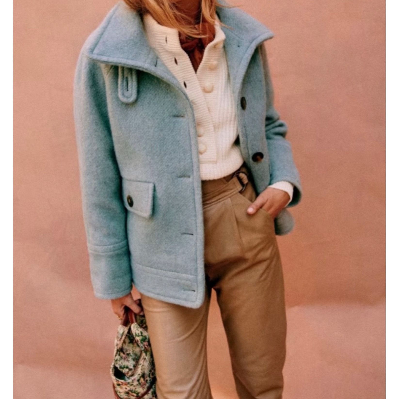 image of Sezane Leo Coat Wool Short In French Blue Sz38 Us6 To10 Bus, Women's (Size Medium)