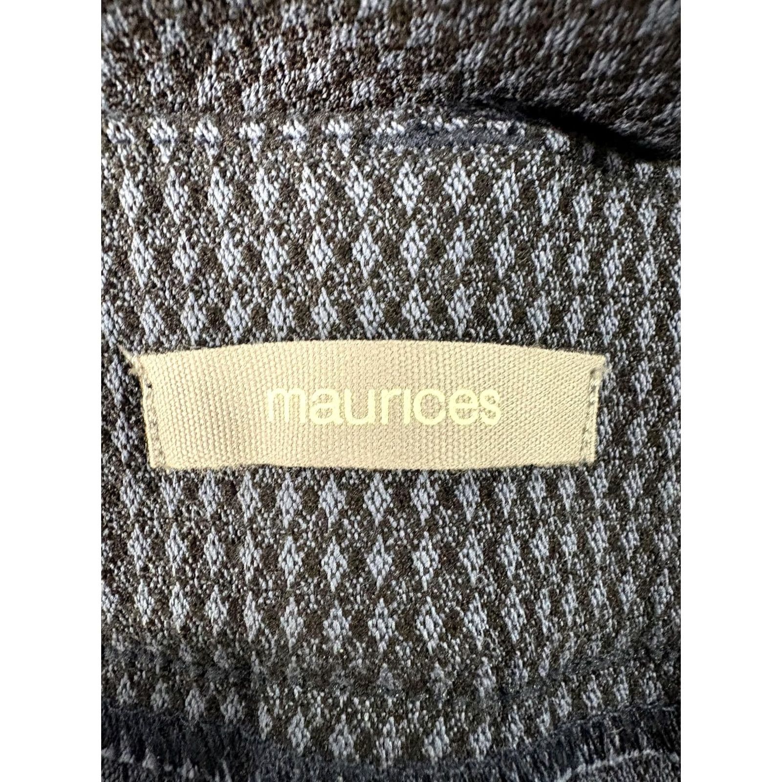Vintage Maurices Boot Cut Bengaline Pants Womens XL Short Blue Geometric Stretch NWT Size 40" / US 18 - 2 Thumbnail