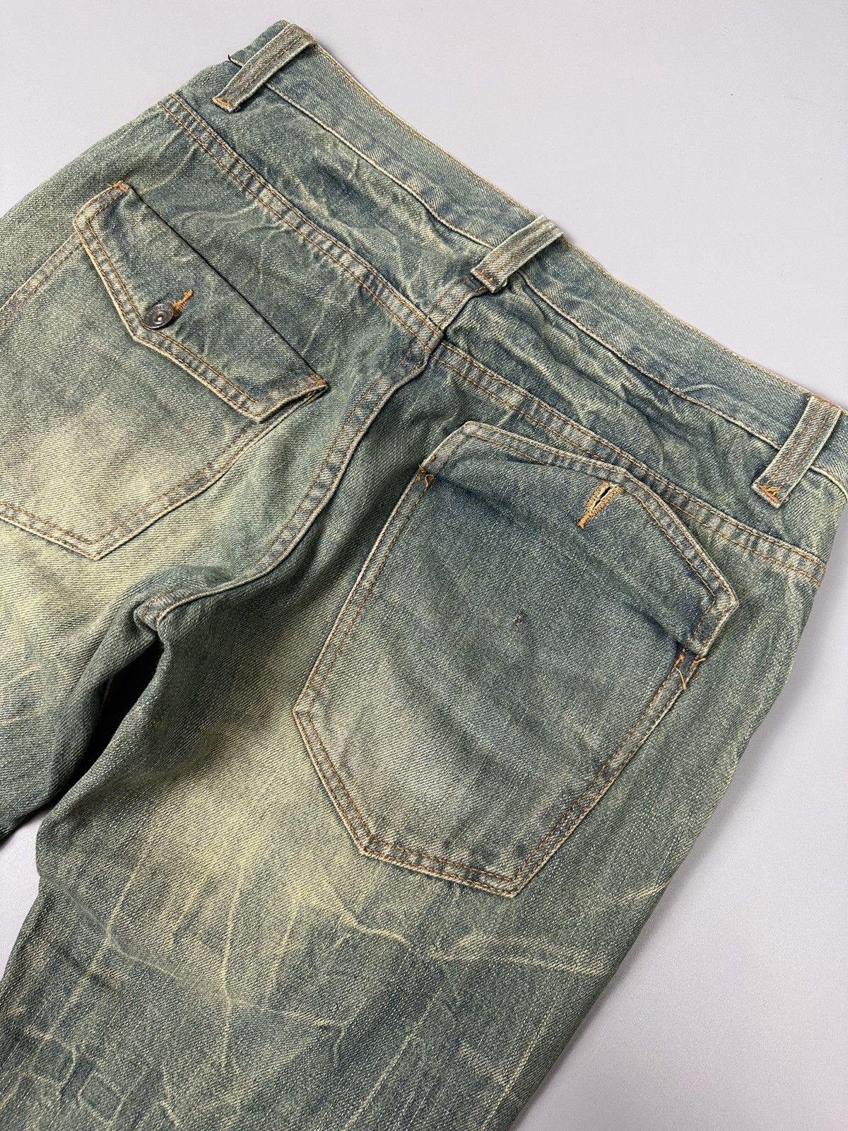If Six Was Nine × Le Grande Bleu (L.G.B.) Distressed Antful Whiskered Flared Jeans Size US 31 - 9 Thumbnail