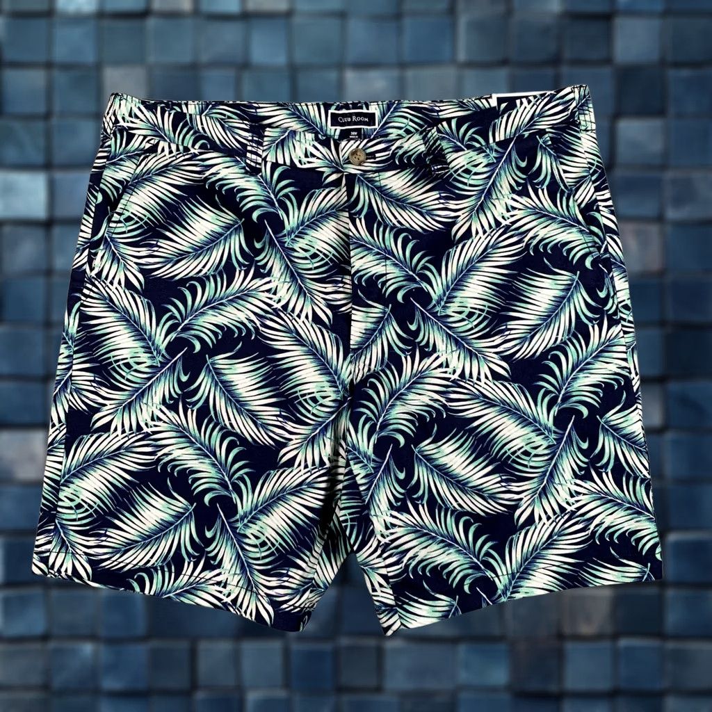 Club Room Club Room Shorts Mens 38 Blue Tropical Palm Leaf Chino 9 Inseam Stretch NWT Size US 38 / EU 54 - 1 Thumbnail