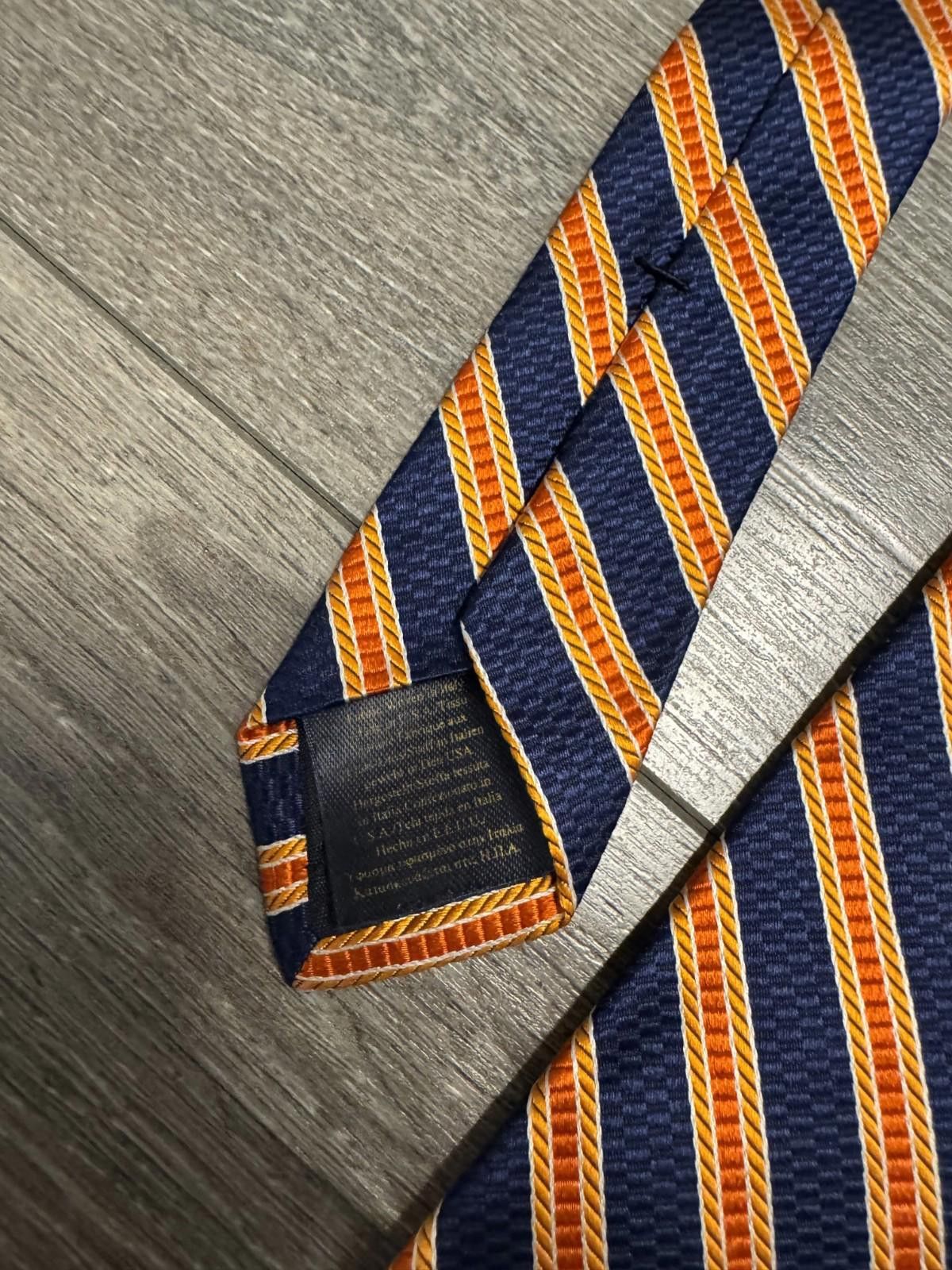 Brooks Brothers Brooks Brothers Makers Striped Silk Tie Navy Blue Orange USA Size ONE SIZE - 6 Thumbnail