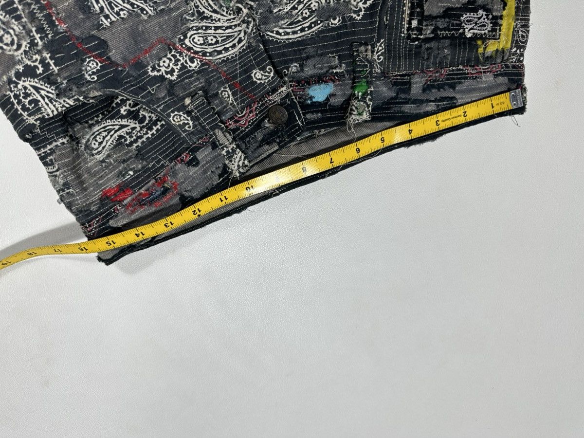 Handmade Custom Made Distressed Paisley Patchwork hemless Jeans pants Size US 30 / EU 46 - 14 Thumbnail