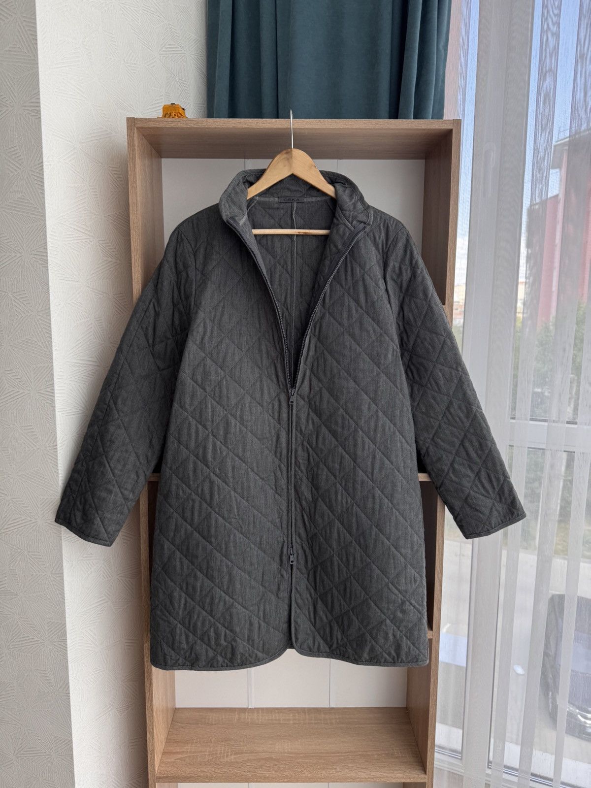 Vintage Vintage Oska Grey Wool Luxury Double Zip Quilted Jacket Size S / US 4 / IT 40 - 1 Thumbnail