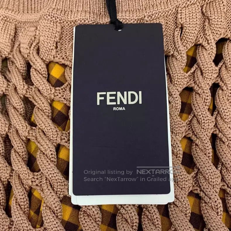 Fendi Fendi Brown openwork twisted knit half skirt Size 25" / US 0 / IT 36 - 6 Thumbnail