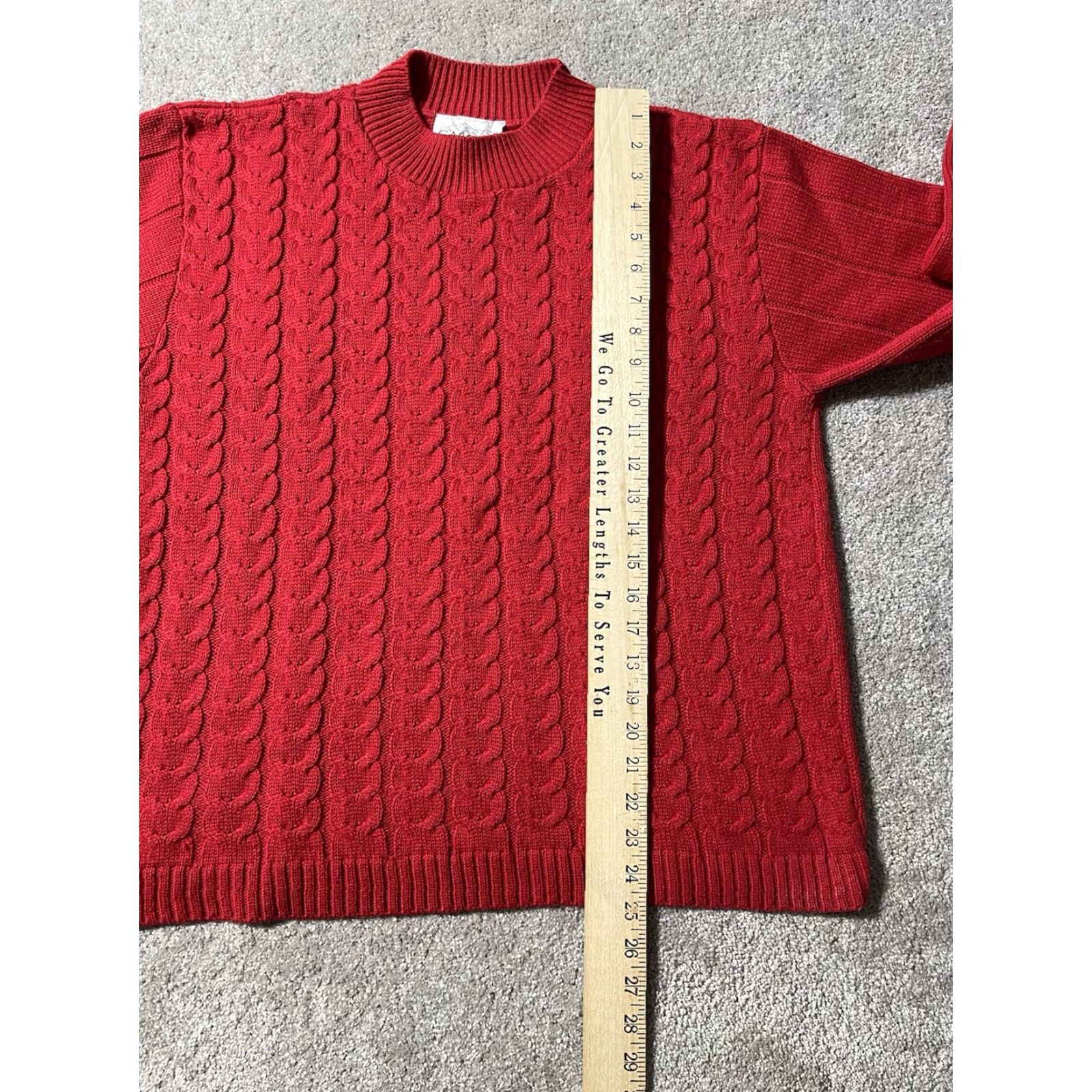 Vintage VINTAGE Holiday Cable Knit Sweater Womens Large Red Christmas Fall Classic Pullover Mock-Neck Long Sleeve Size L / US 10 / IT 46 - 4 Thumbnail