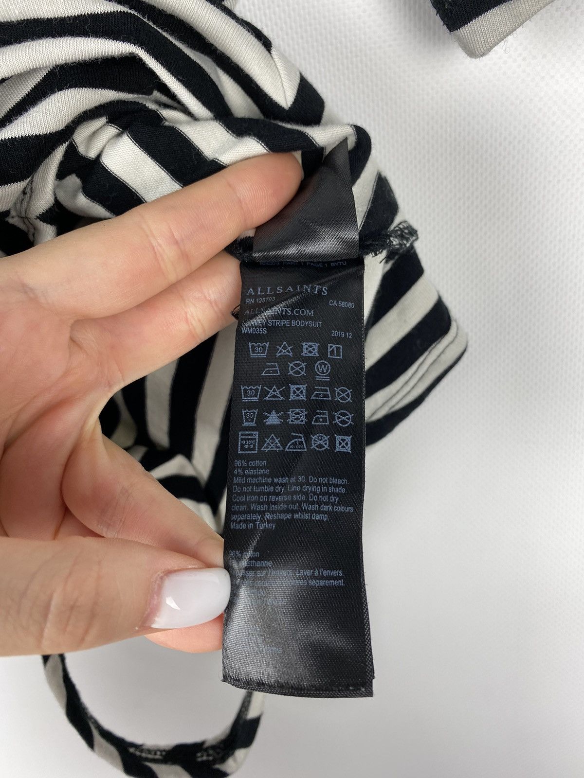 Allsaints × Japanese Brand Allsaints Keavey Stripe SS Bodysuit T Shirt size XS Size XS / US 0-2 / IT 36-38 - 11 Thumbnail