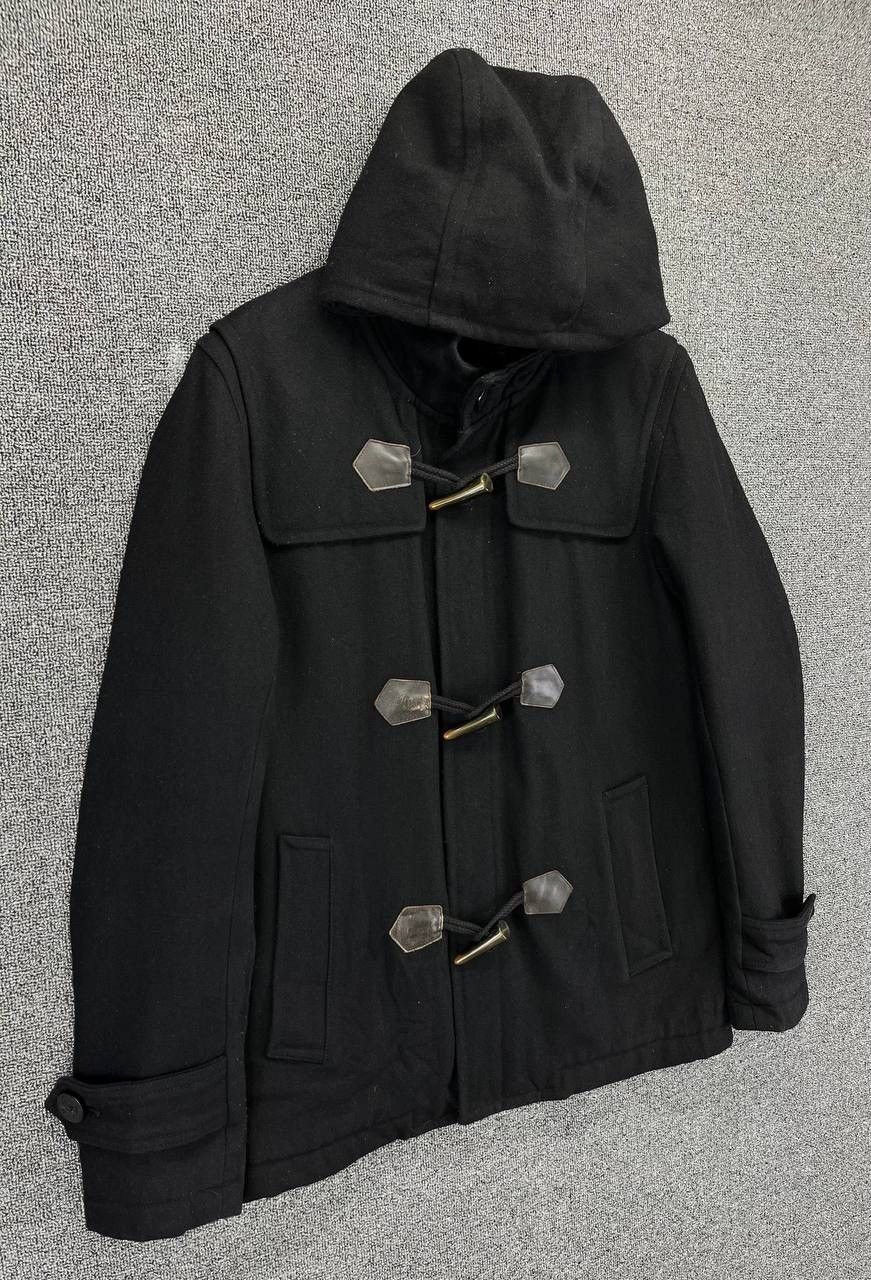 Edwin Vintage Edwin Black Hooded Wool Duffle Coat Jacket Size L / US 10 / IT 46 - 2 Thumbnail