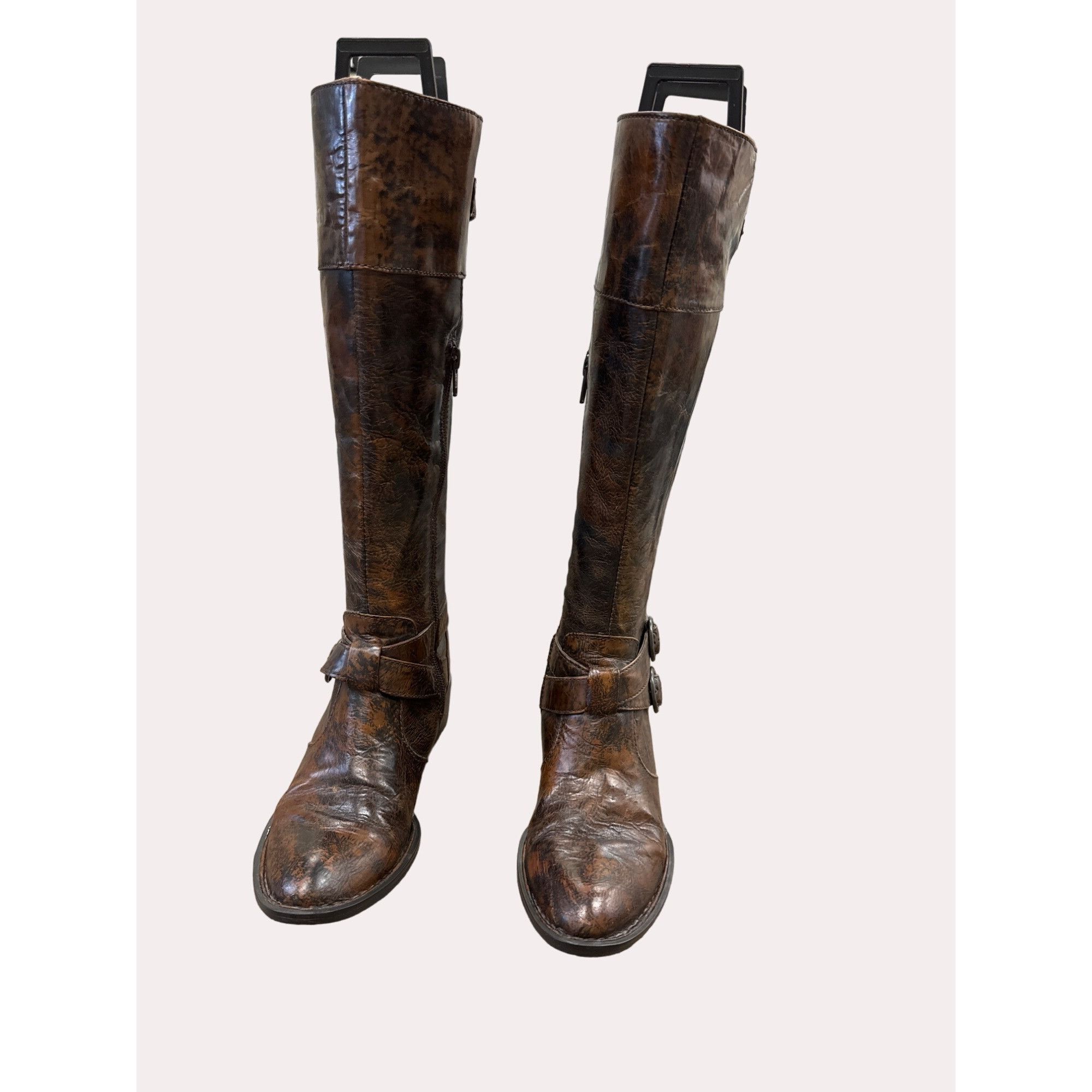 Vintage Born Crown women’s brown leather equestrian below knee boot Size US 4 / IT 34 - 1 Thumbnail