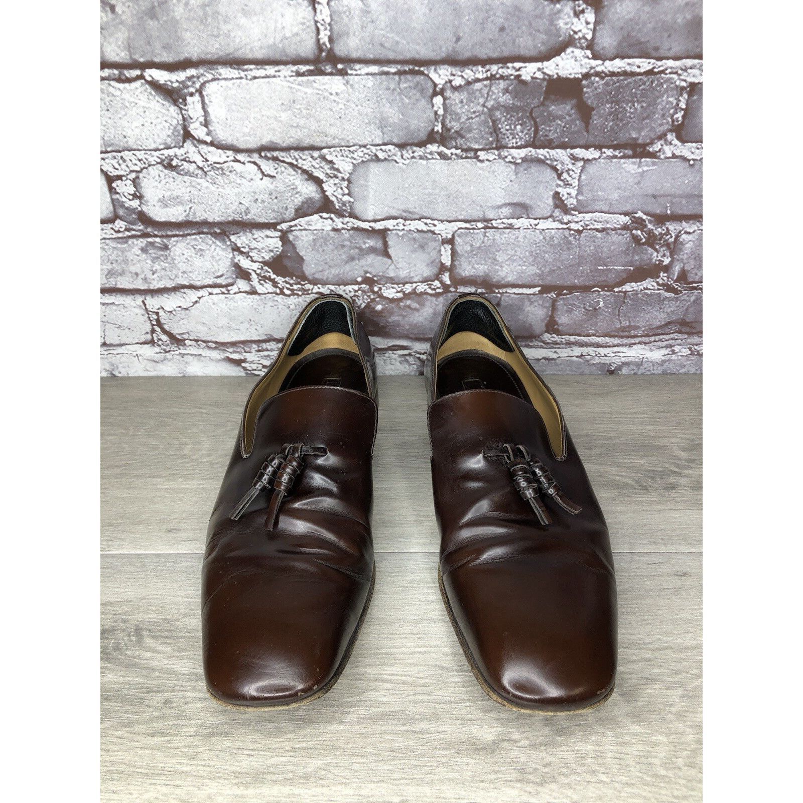 Prada Prada Milano Brown Leather Designer Tassel Loafers Dress Sho Size US 11 / EU 44 - 12 Thumbnail