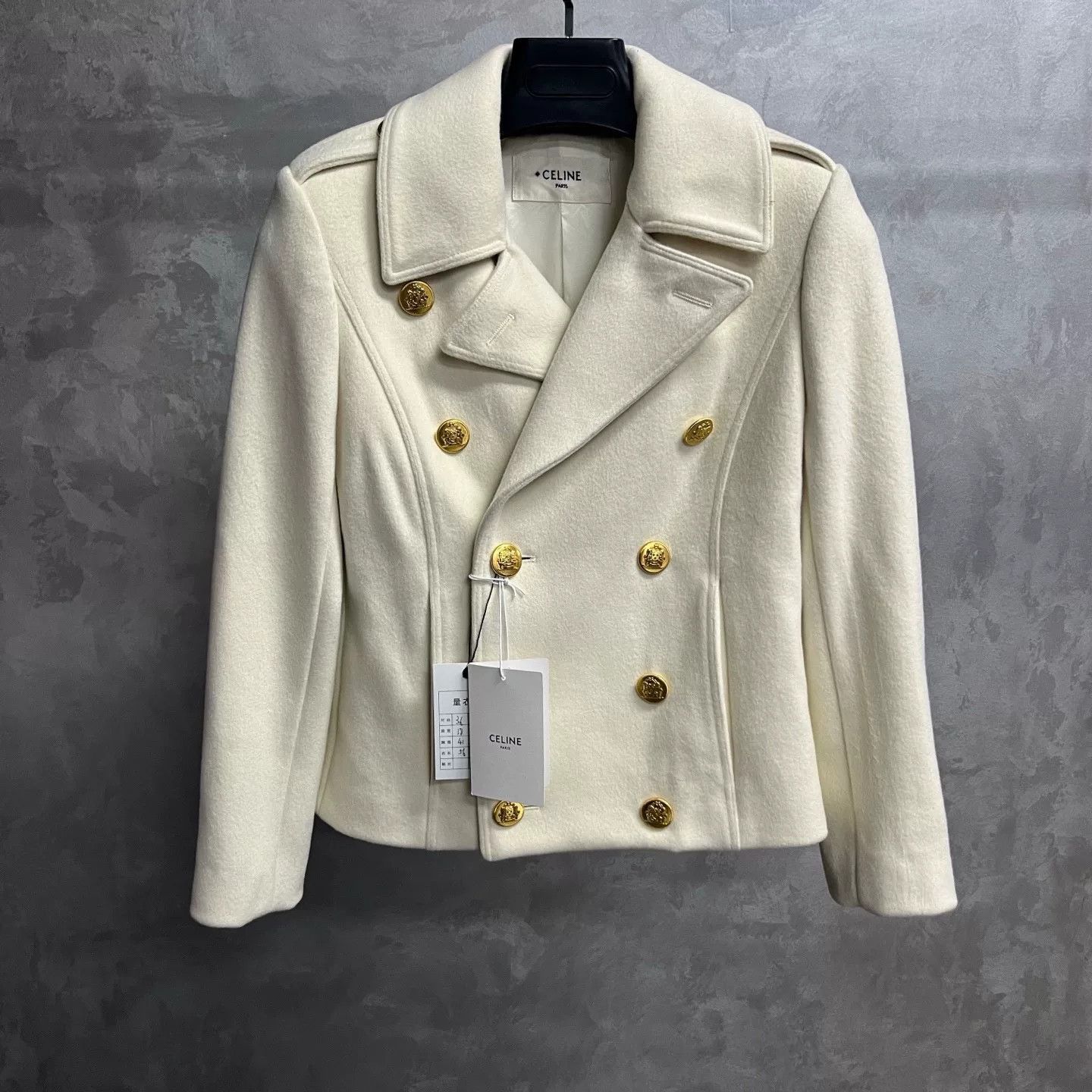 Celine Celine White Wool Lapel Double-Breasted Coat Size XS / US 0-2 / IT 36-38 - 1 Thumbnail