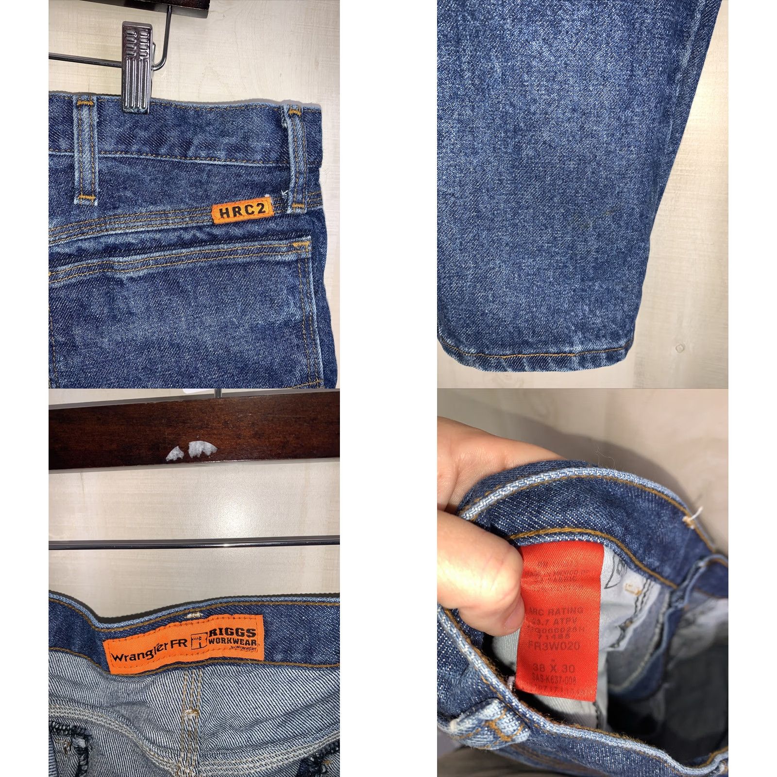 Wrangler Wrangler Jeans Mens 38x30 Flame-Resistant ARC Denim Work Straight Warp Riggs Size US 38 / EU 54 - 8 Thumbnail