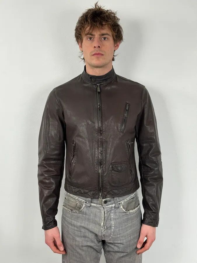 Armani 2000s Armani Brown Multi-Zips Leather Jacket Size US S / EU 44-46 / 1 - 2 Thumbnail